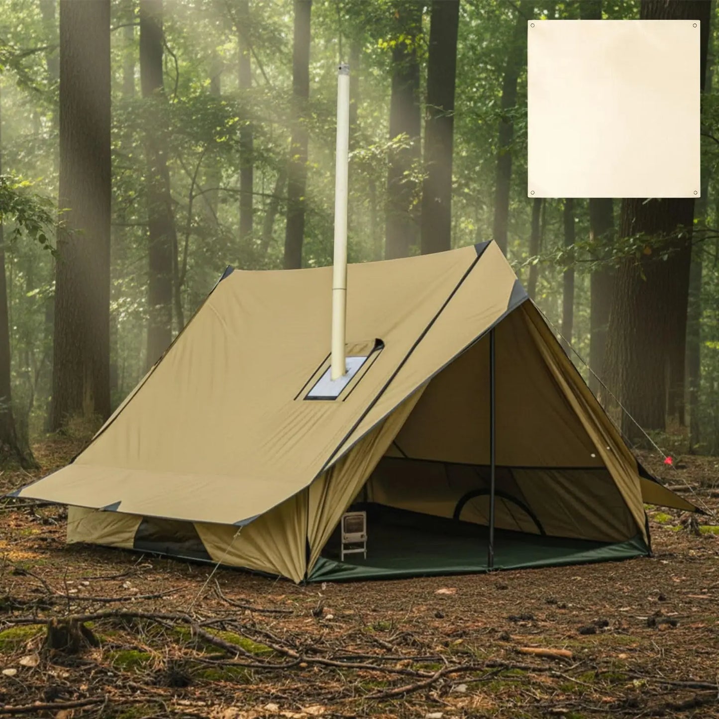 Hot Tent With Stove Jack For 2-3 Person Camping Waterproof Lightweight Bushcraft Tent For Hiking Backpacking Outdoor Fishing