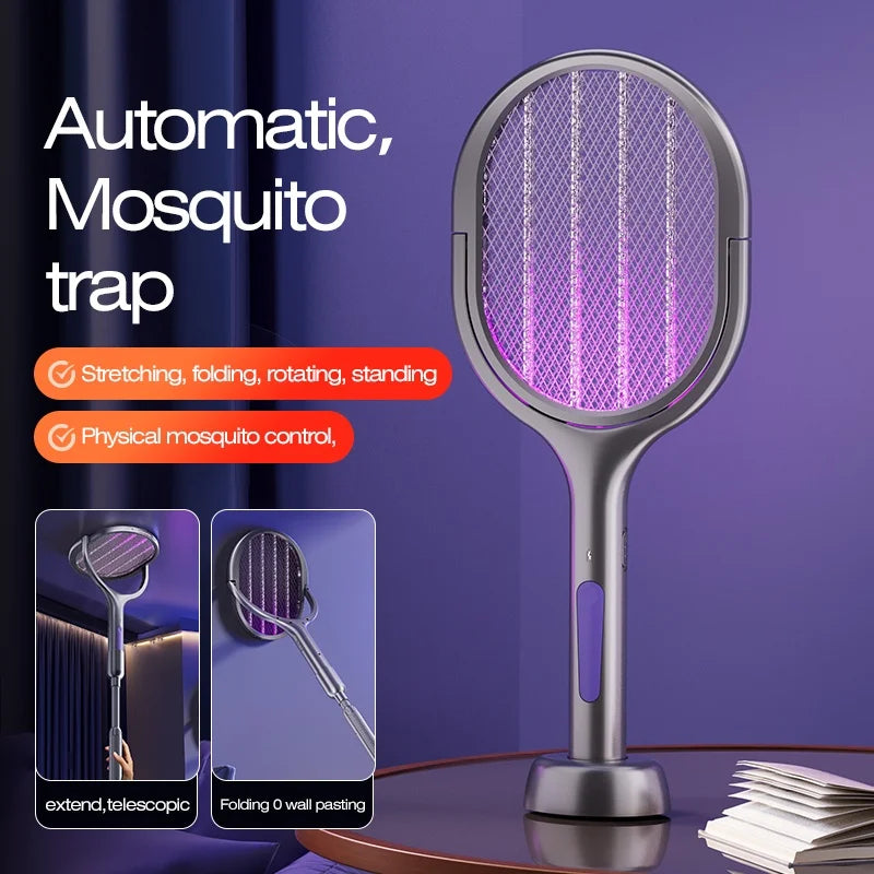 Portable Electric Mosquito Swatter With Extendable Rod And USB Rechargeable