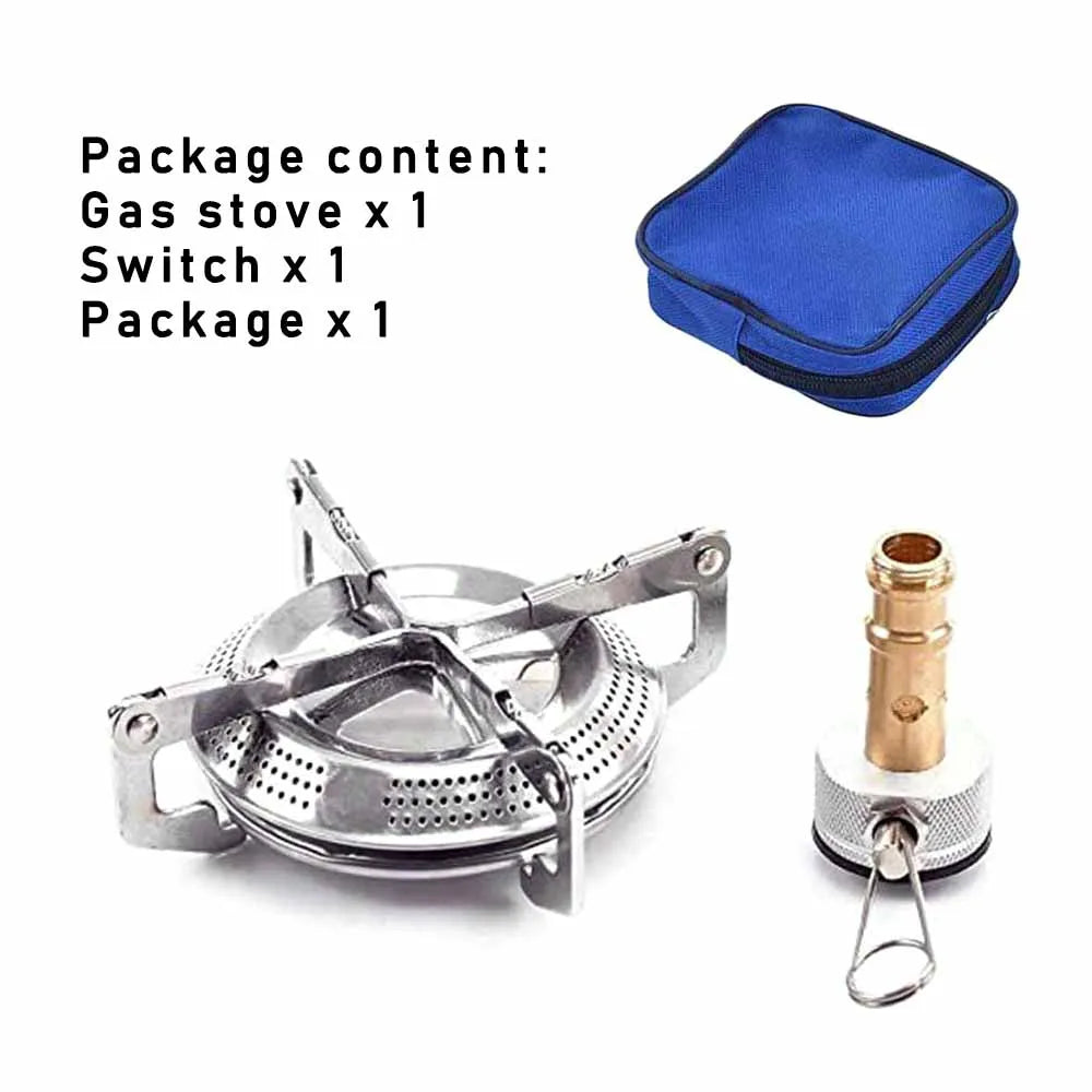 Portable Windproof Camping Gas Stove Foldable Backpack Electronic Stove Head for Outdoor Cooking Picnic Hiking Mountaineering