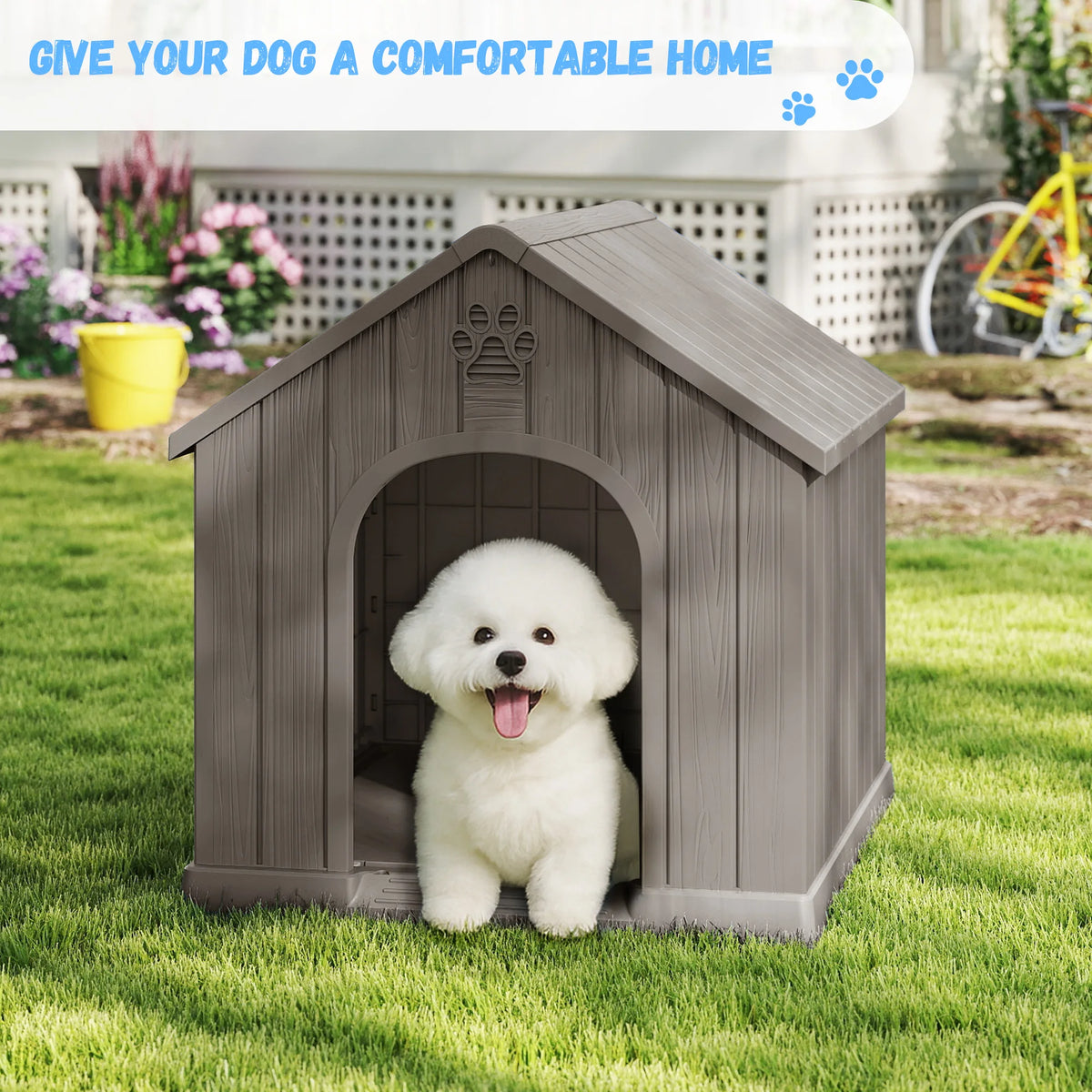 Outdoor Waterproof Plastic Dog House With Ventilated Design