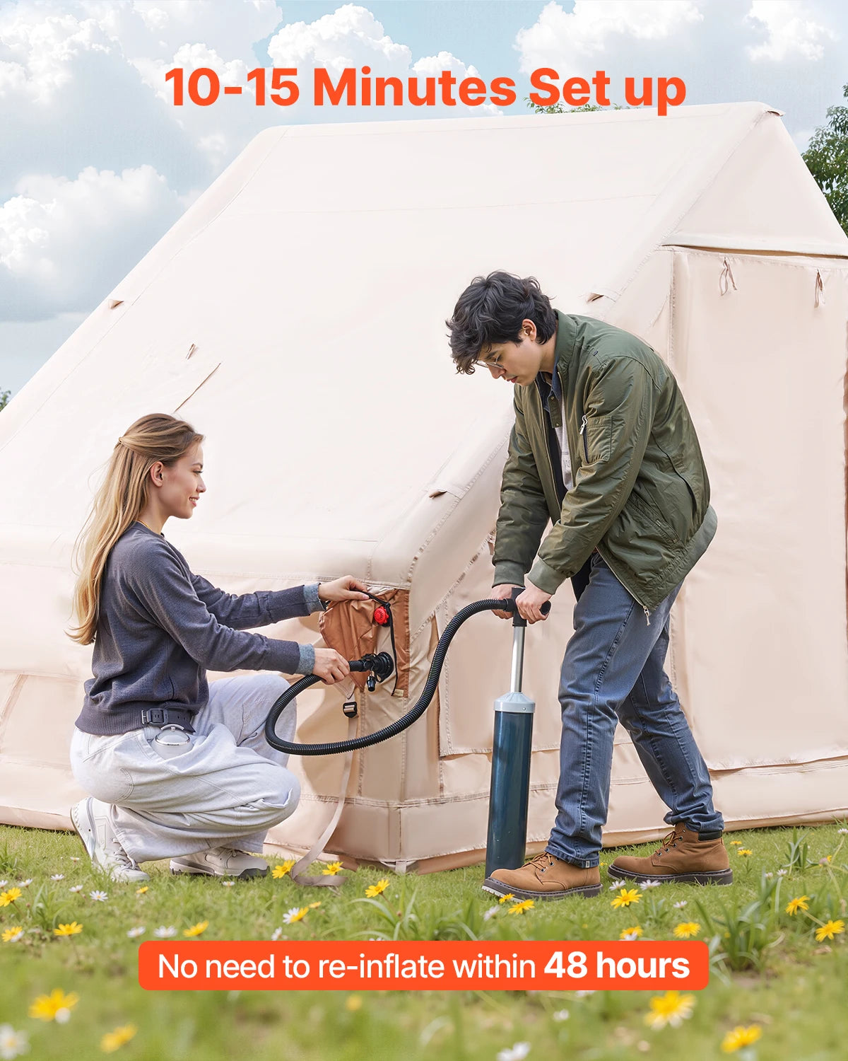 VEVOR Inflatable Camping Tent for 3-5 People with Hand Pump