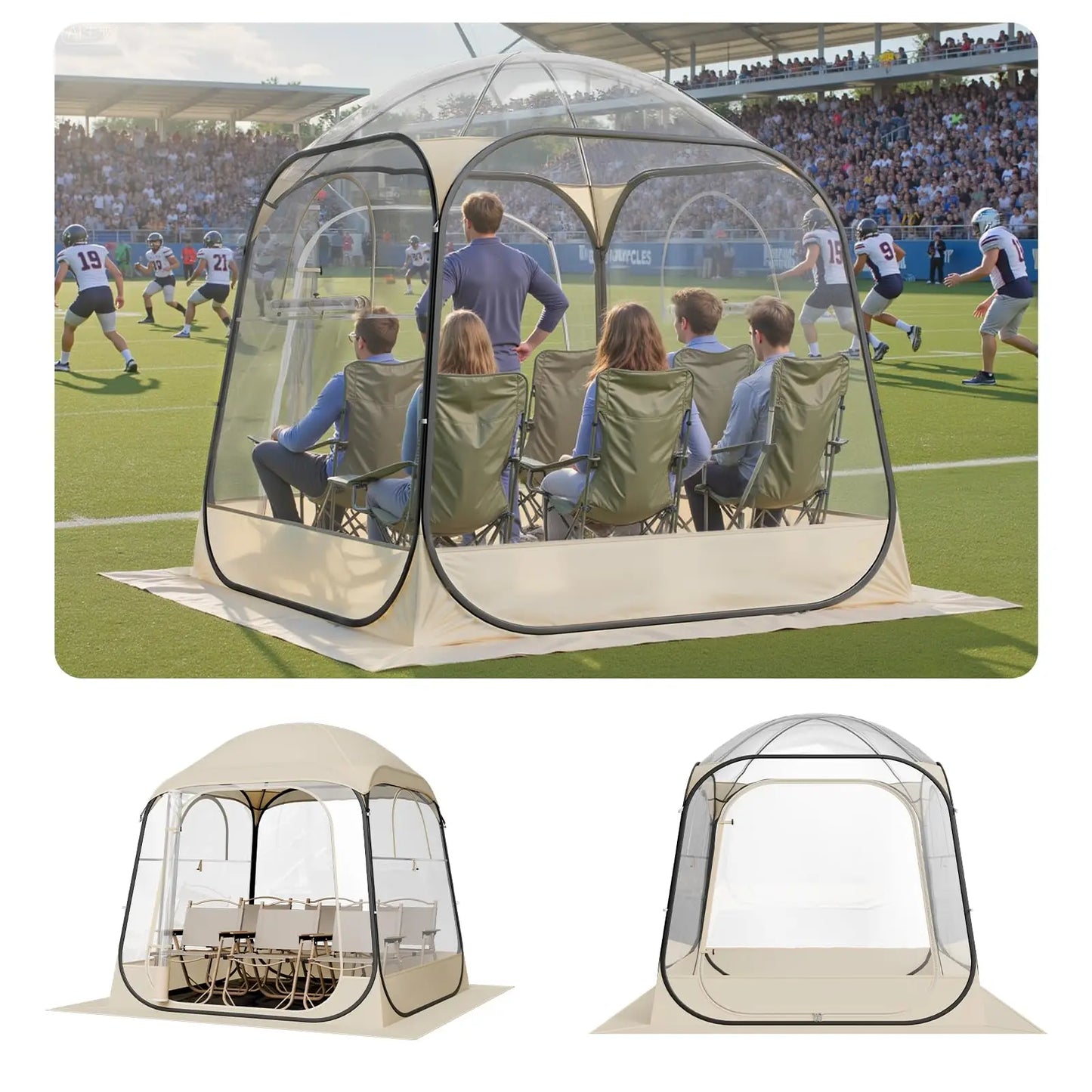 Pop-Up Clear Bubble Tent For 1-6 Adults, Waterproof Outdoor Dome Shelter With Floor Mat