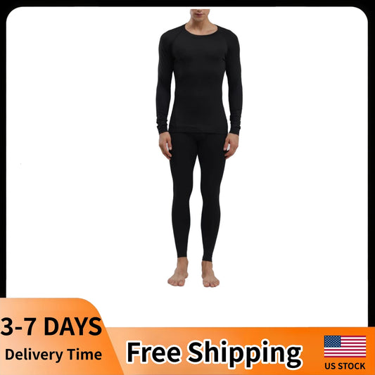 Men's Thermal Underwear Cold Weather Base Layer Set Knitting Material Warm Clothing All Round Warmness Top Bottom Set