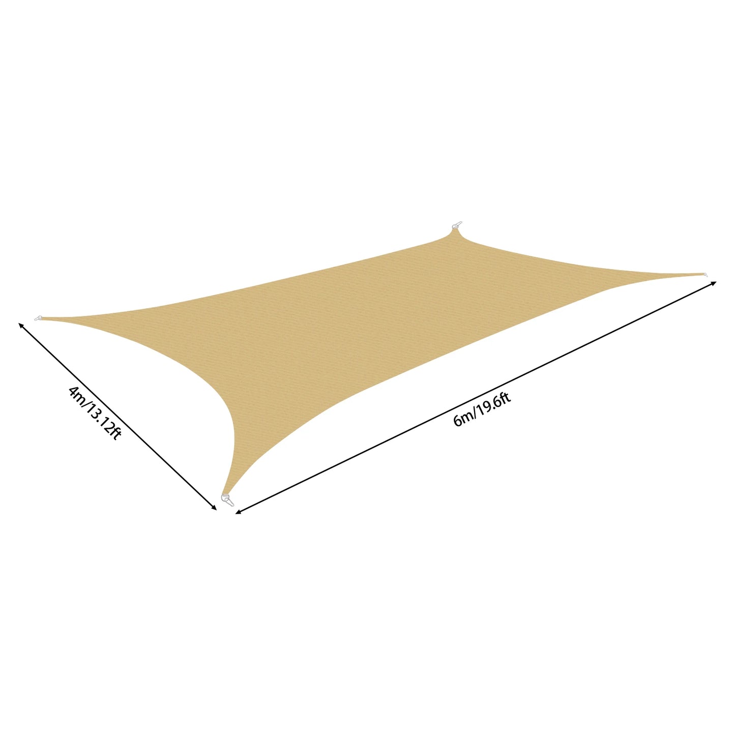Large 4x6m Yellow HDPE Sun Shade Sail Outdoor Patio Garden UV Block Canopy Awning with Stainless Steel D-Rings Curved Edge Anti-Sagging for Yard Carport Pool Camping Easy Clean
