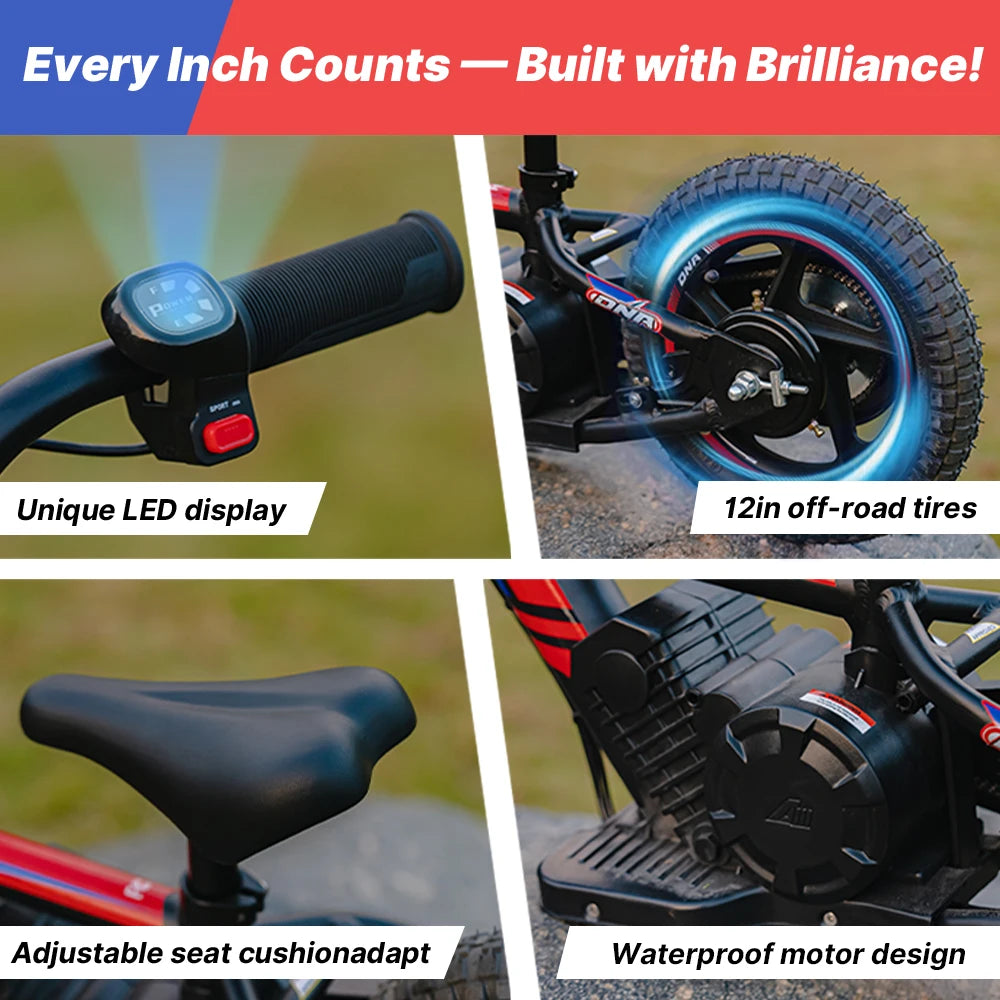 RFN Kids Electric Balance Bike – Motor, Multi Speed Mode, Off Road Electric Dirt Bike With Aluminum Frame ,Ebike for Ages 3+