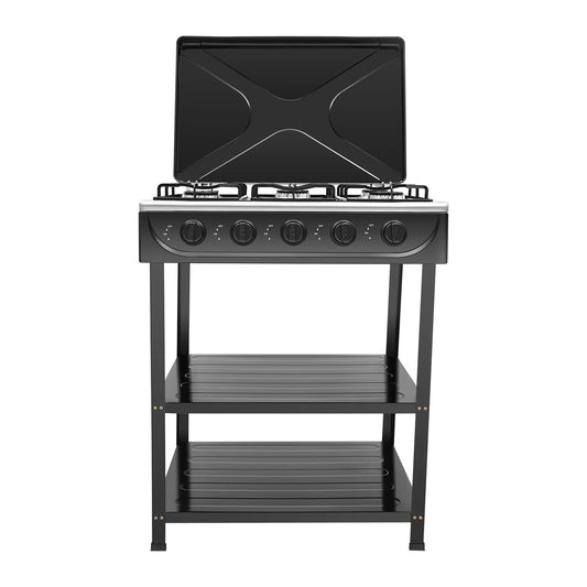 Bymaocar 5 Burner Outdoor Natural Gas Stove With Protective Cover