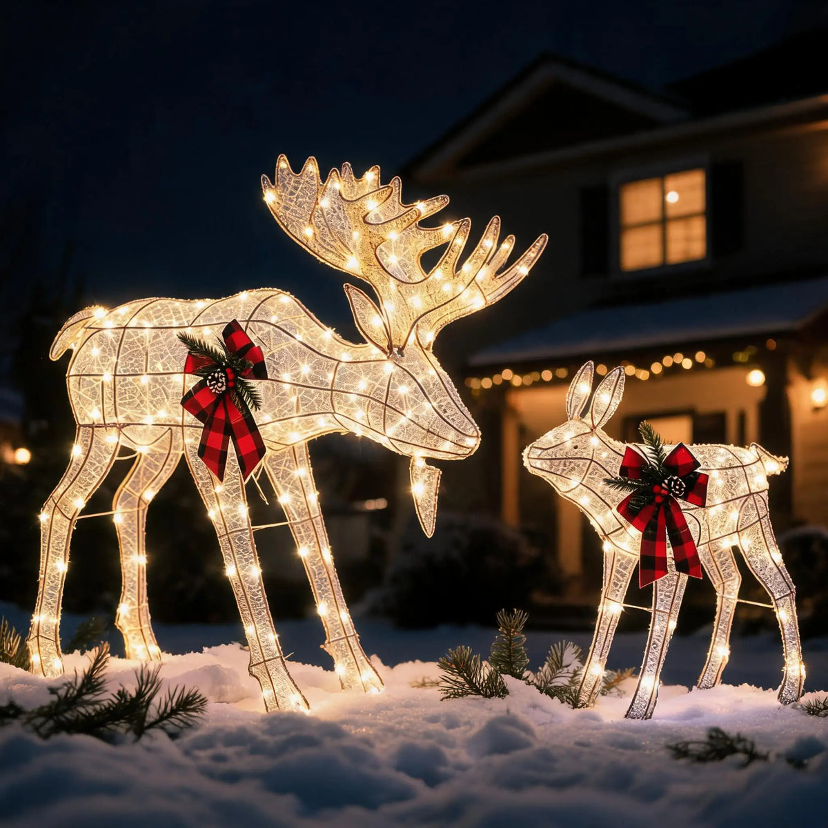 2 Piece Reindeer Family Outdoor Yard Decoration With LED Lights