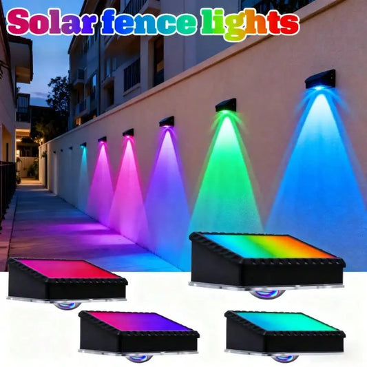 9-color Solar Wall Lights, Solar Outdoor Wall Lights, 4pcs Outdoor Solar Wall Lights Christmas Decorative Lights Garden Decoration