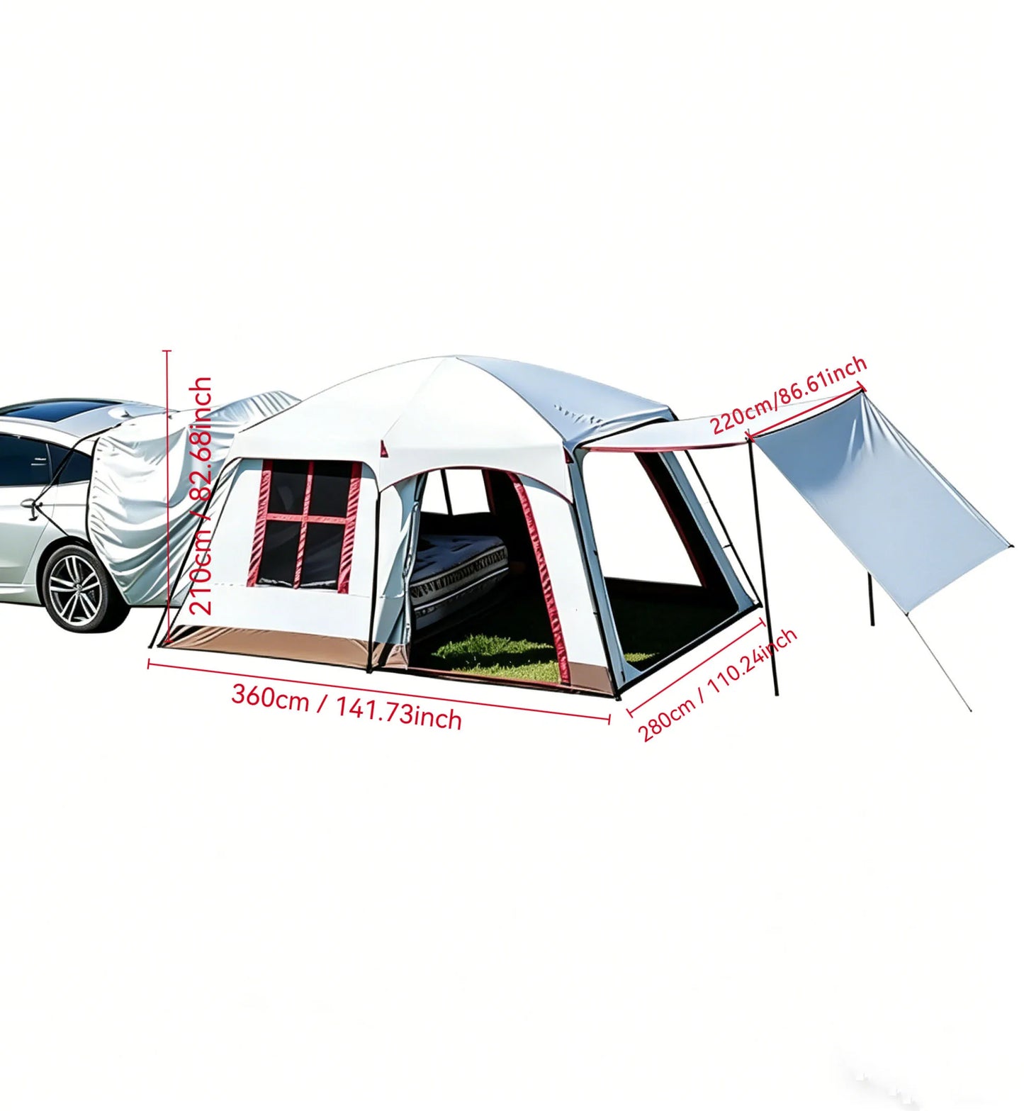 Multifunctional SUV Rear Tent With Front Sunshade And Ventilation Mesh
