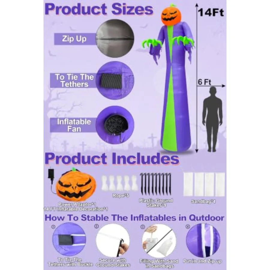 MDNG Halloween Inflatable Pumpkin Outdoor Decoration With Built In Fan