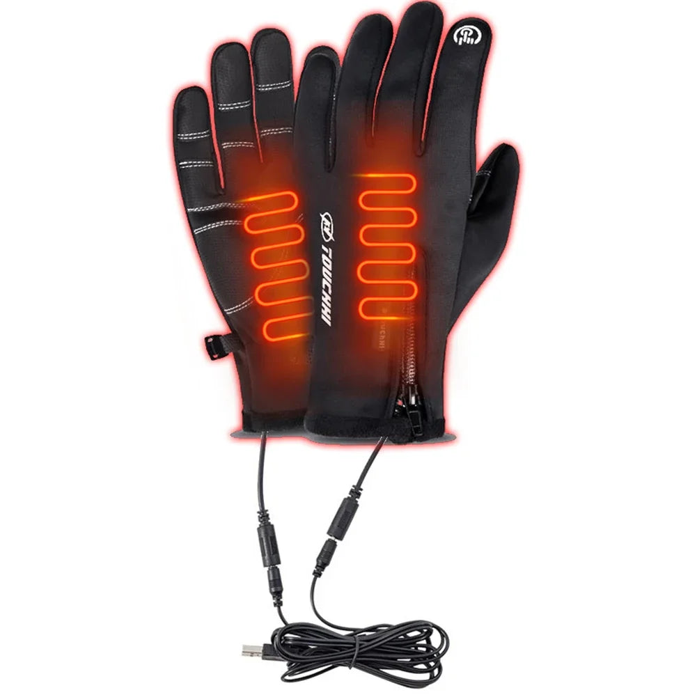 Heated Gloves Eletric Thermal Heat Gloves Winter Warm Touch Screen Skiing Hunting Fishing Waterproof Heated Rechargeable Gloves