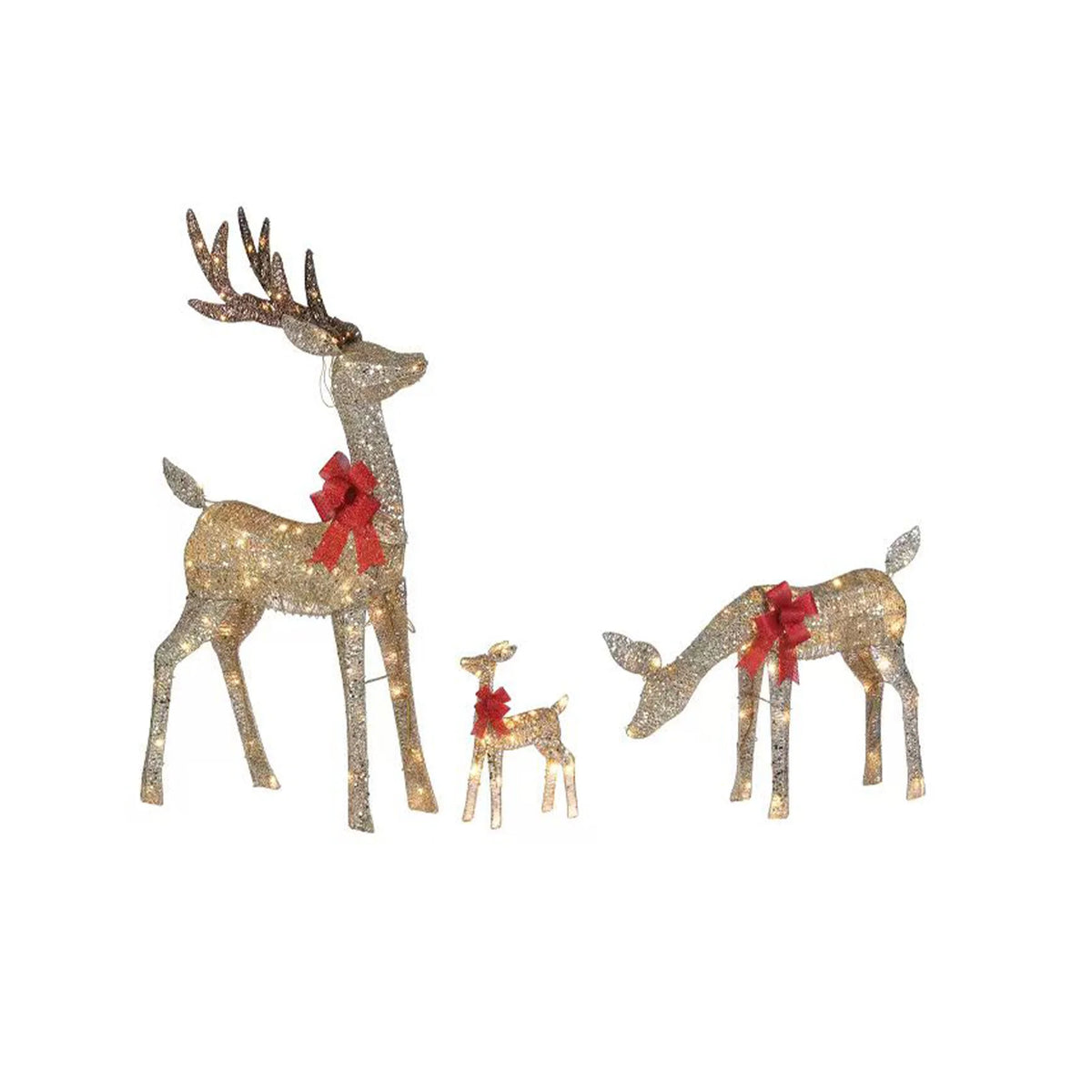 Pre Lit Reindeer Family Christmas Metal LED Outdoor Patio Decor