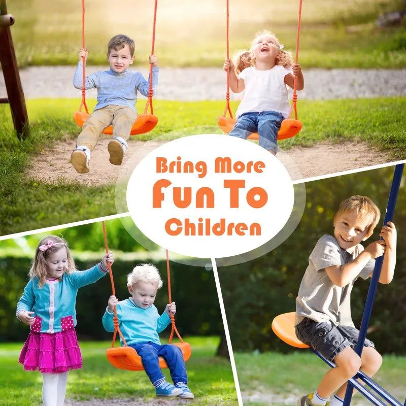Metal Play Swing Set W/ 2 Seats 1 Glider Outdoor Playground 440lbs Capacity Patio Swings