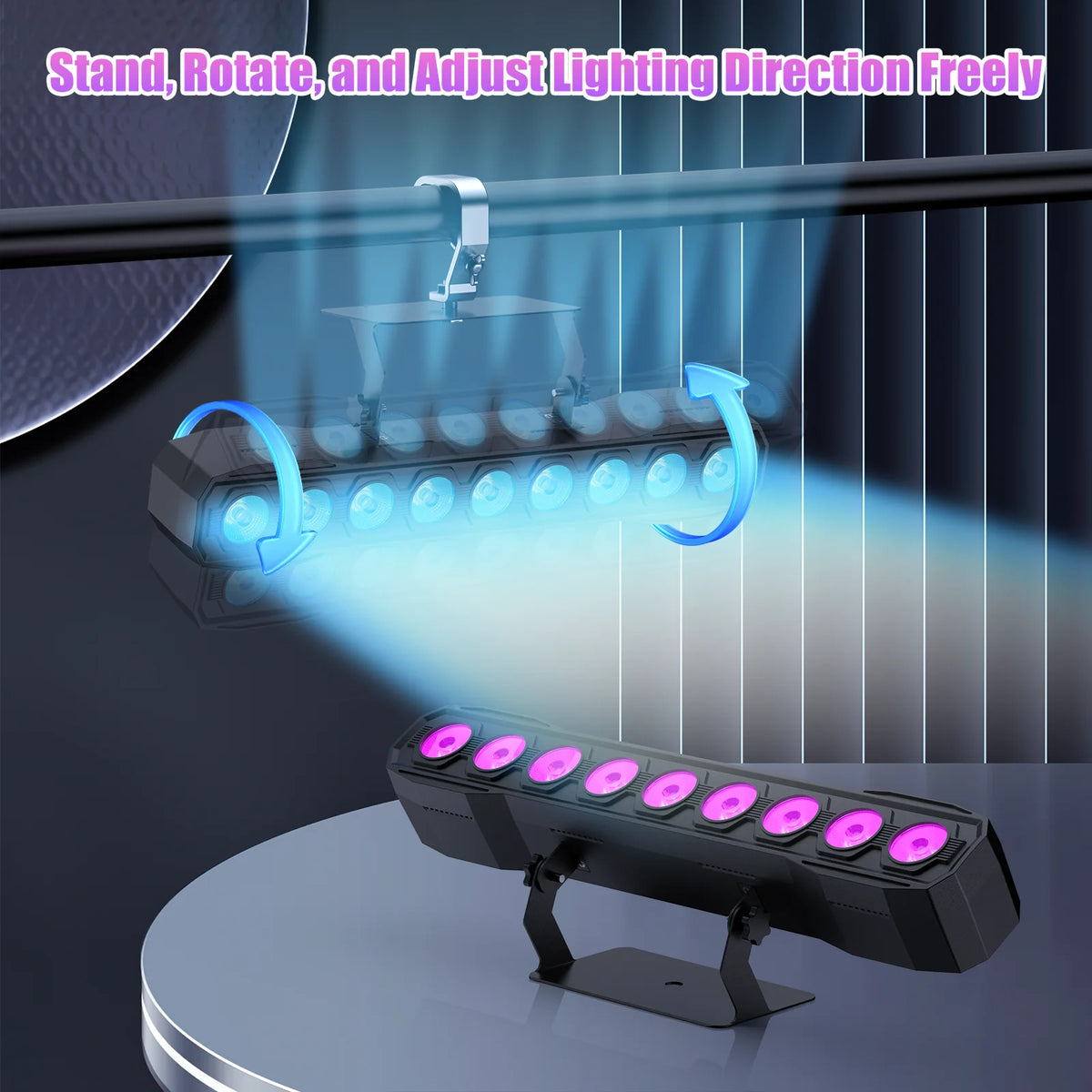 U'King 60W Wall Wash Light Bar 9LEDs RGBW DJ Stage Lights Bar With Remote Control For Church Events Wedding DJ Disco Party Bar