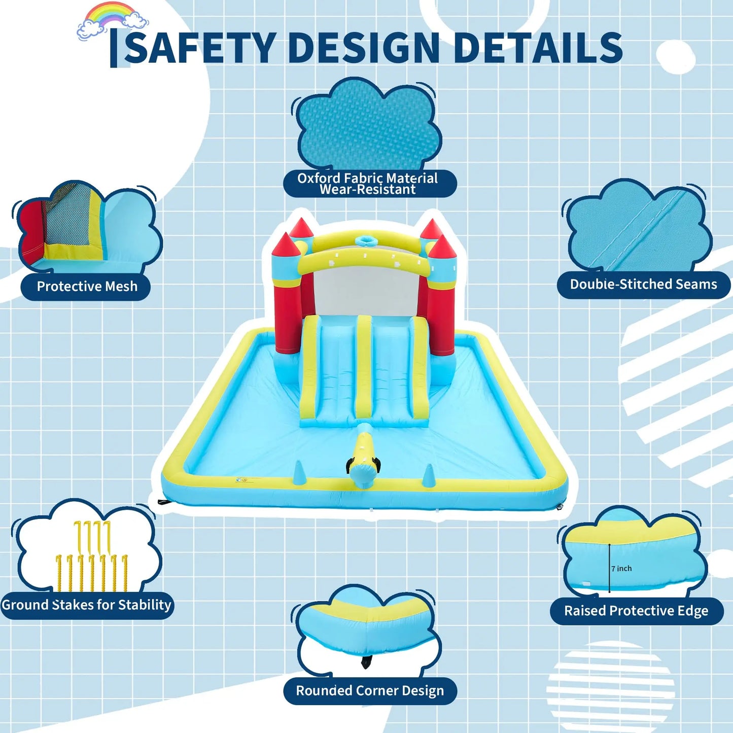 HiMISS Inflatable Bounce House With Slide For Kids