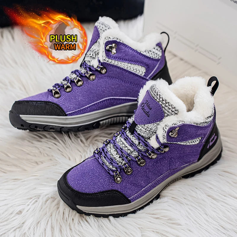 Winter Plush Fleece Lined Snow Boots For Women Non Slip