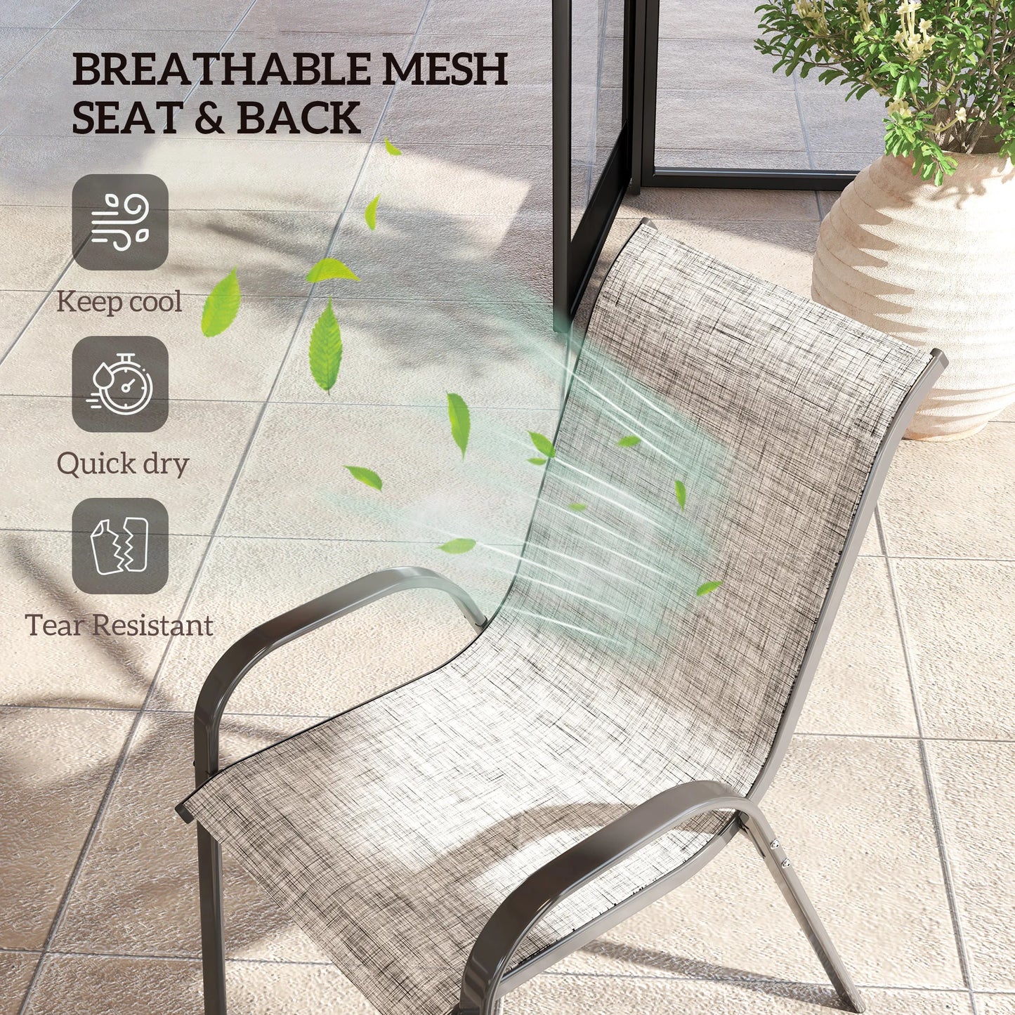 Outsunny Outdoor Stackable Patio Dining Chairs Set
