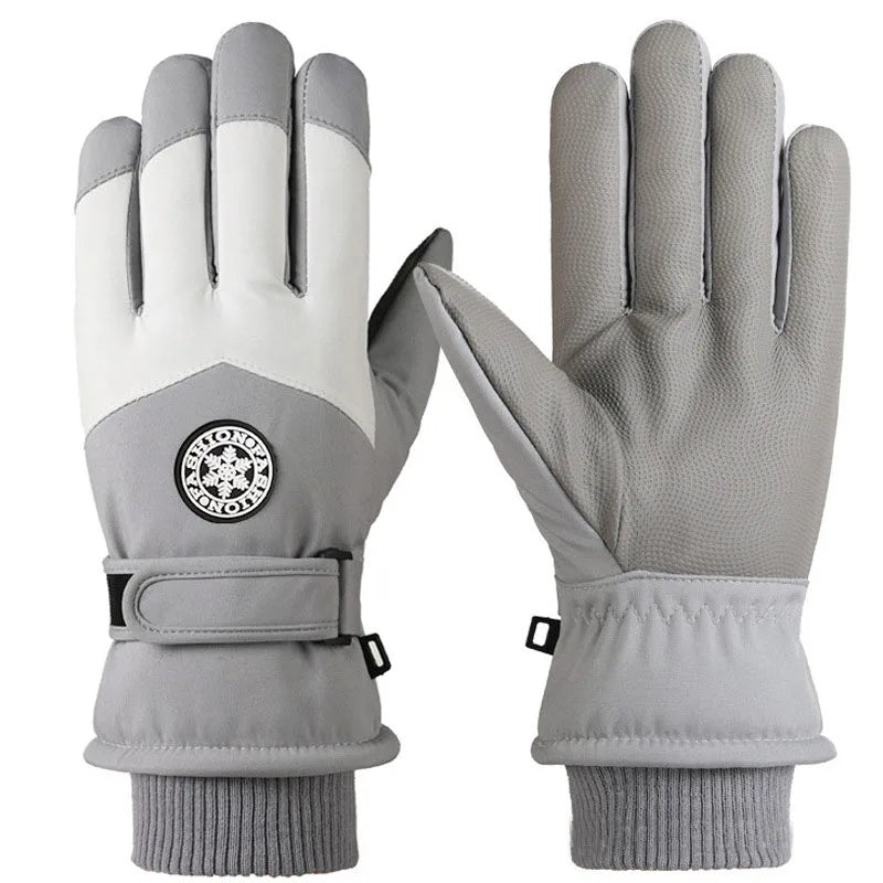 Winter Unisex Snowboard Ski Gloves PU Leather Non-slip Touch Screen Waterproof Motorcycle Cycling Fleece Warm Snow Gloves