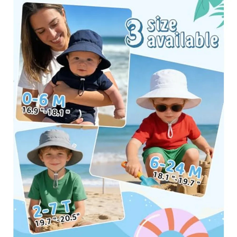 American Trends Baby Sun Hats for Boys Girls UPF 50+ Sun Protection Wide Brim Adjustable Summer Beach Bucket Hat