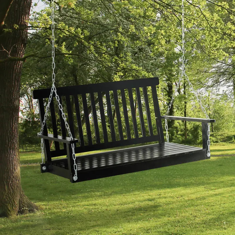 Sturdy Fir Wood Porch Swing With Chains For Garden Use