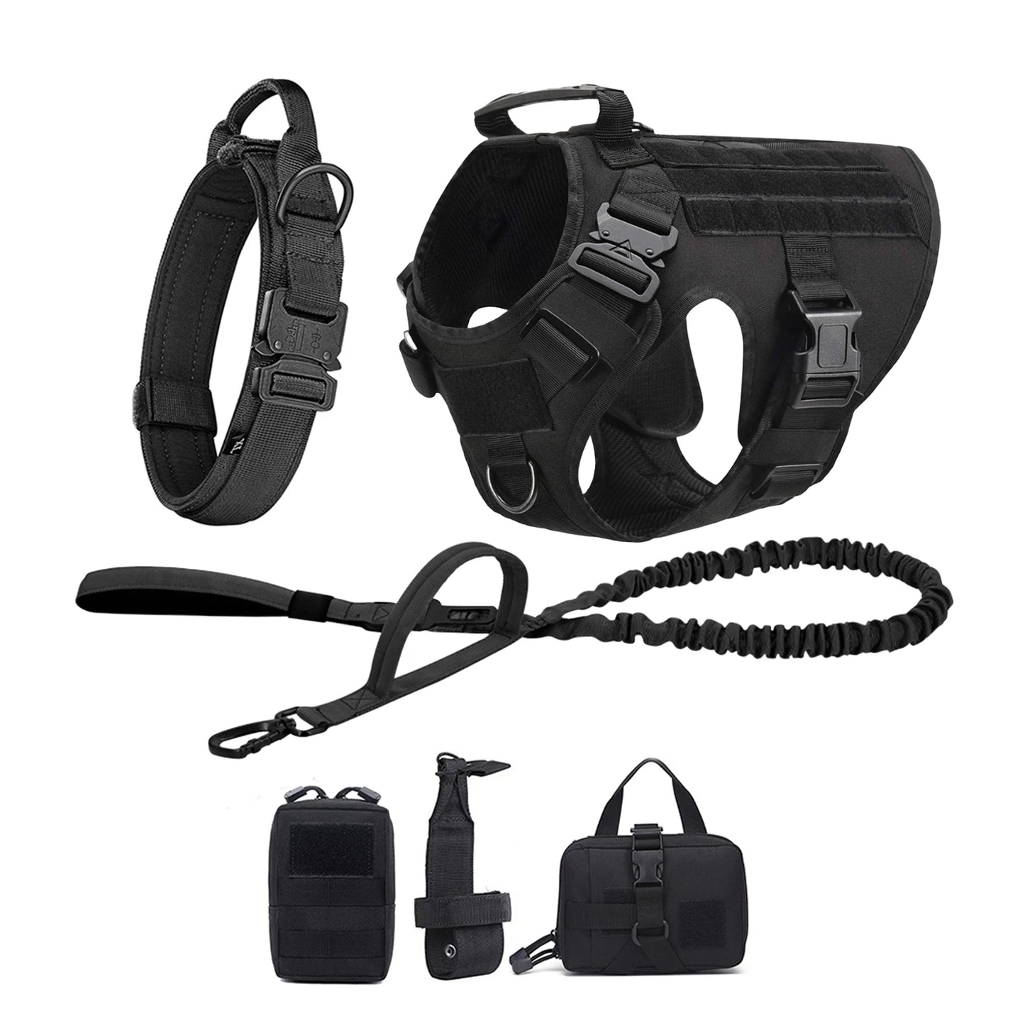 Pettravel Tactical Dog Harness With Padded Molle Pouch