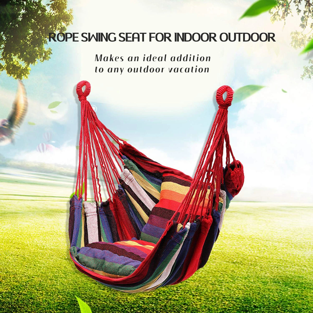 Premium Outdoor Hanging Hammock Chair With Cushions And Rope