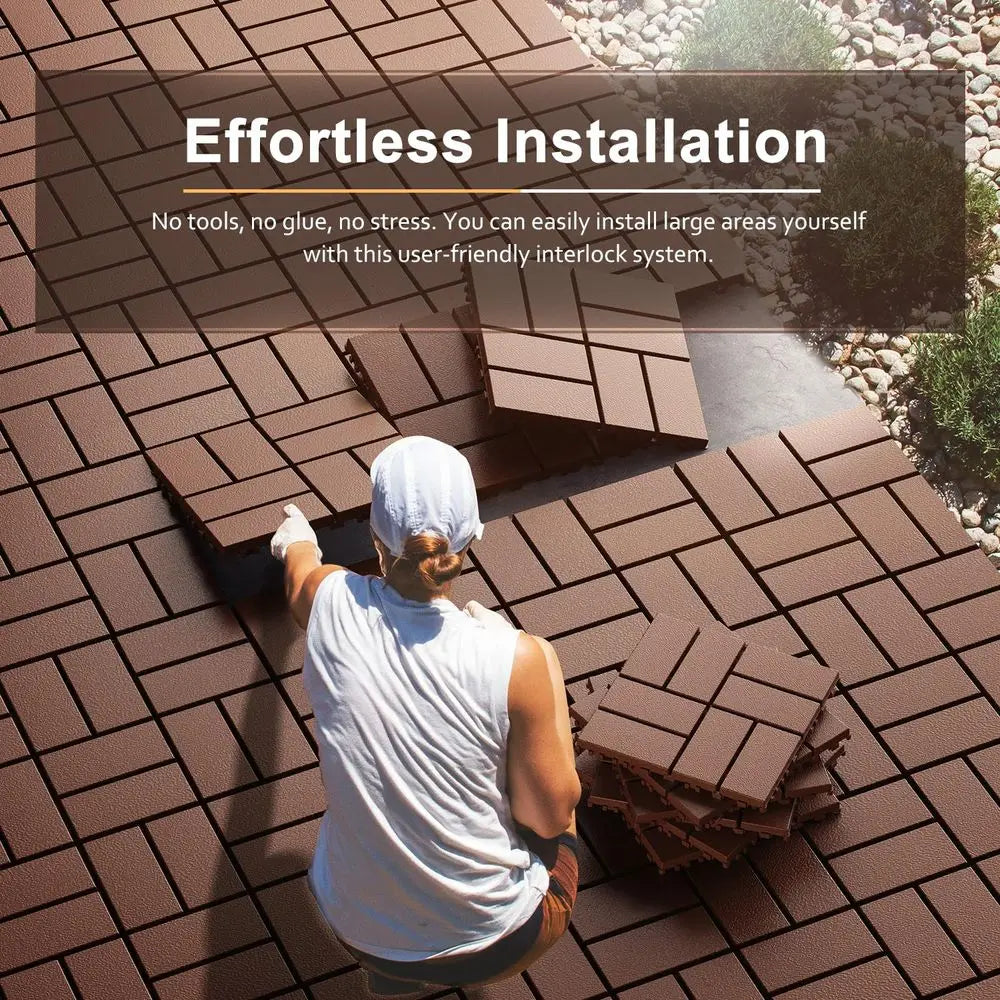 Interlocking Deck Tiles Outdoor All Weather Patio 44 Pack