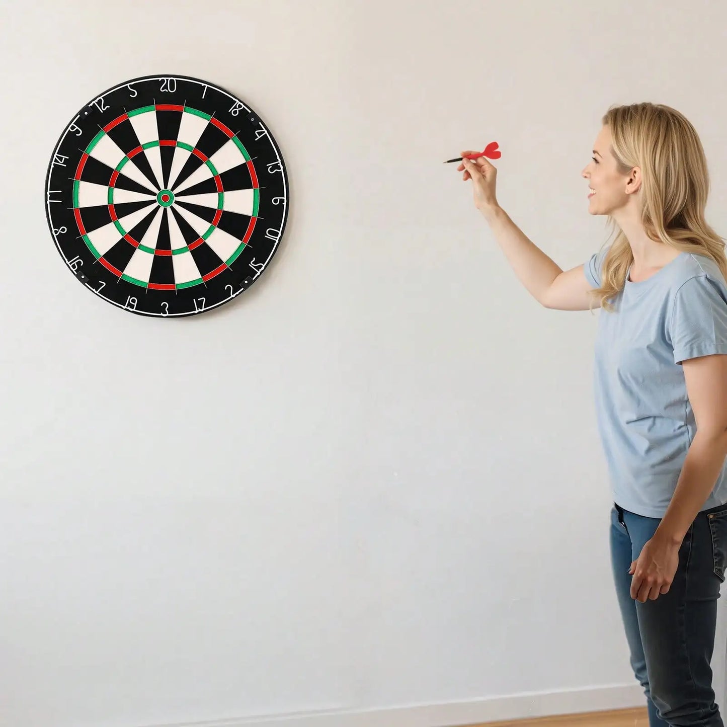 Dart Board, High-Grade Self-Healing Sisal Fiber Dartboard With Staple-Free Bullseye, Blade Wire & Rotating Number Ring, 17.7" Professional Dartboard For Home Party Game Room (Darts Not Included)