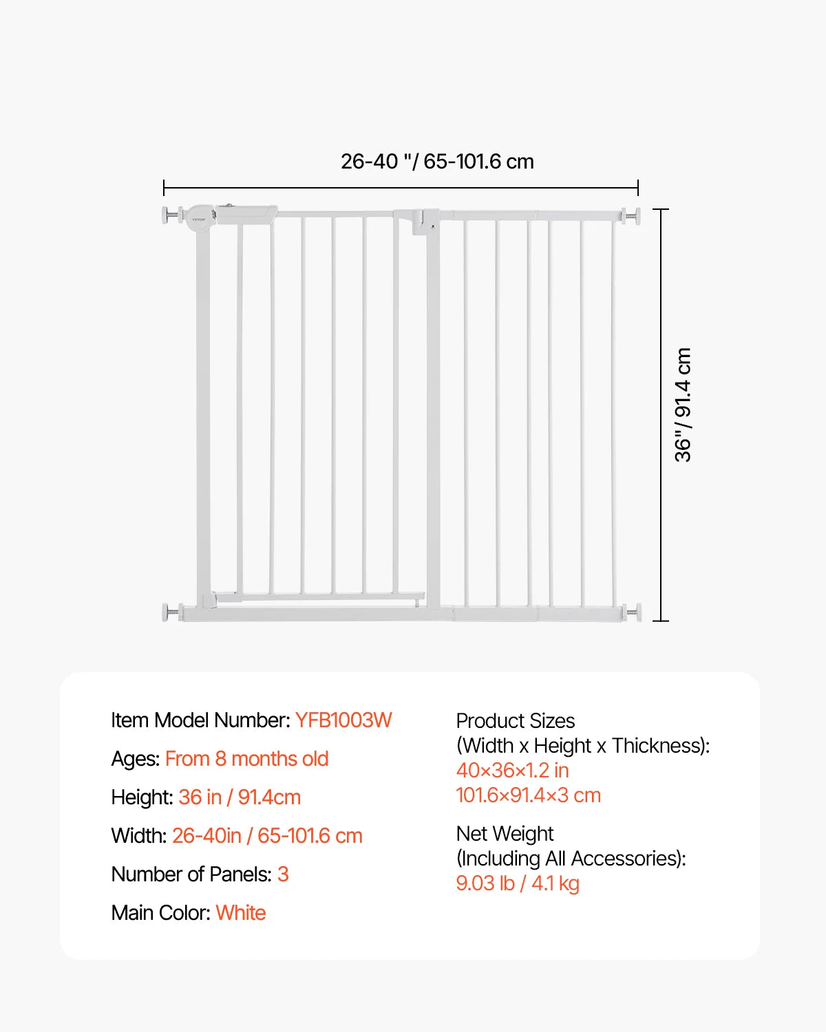 SucceBuy Pressure Mount Walk Through Baby Security Gate