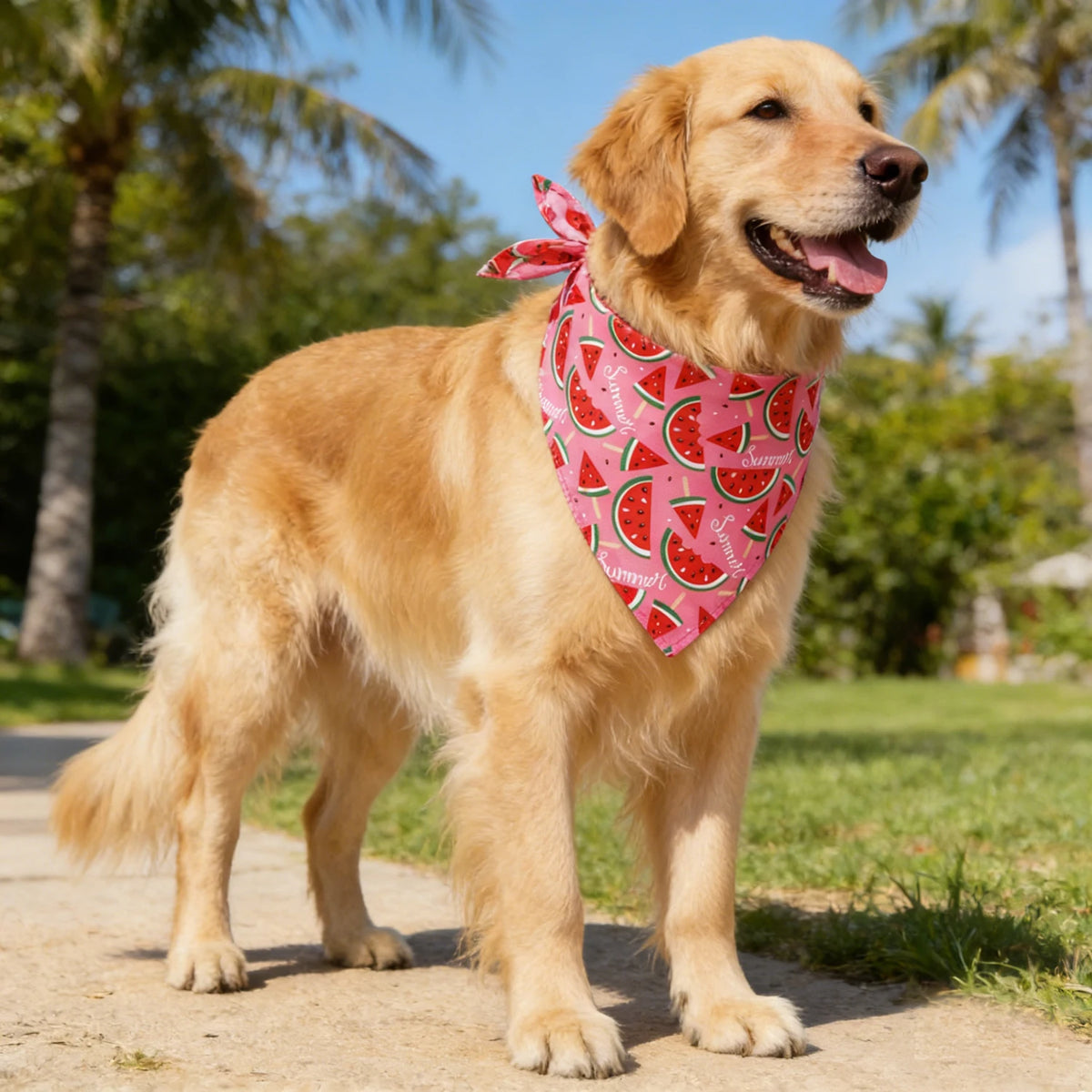Adjustable Washable Floral Pattern Dog Neck Bandana