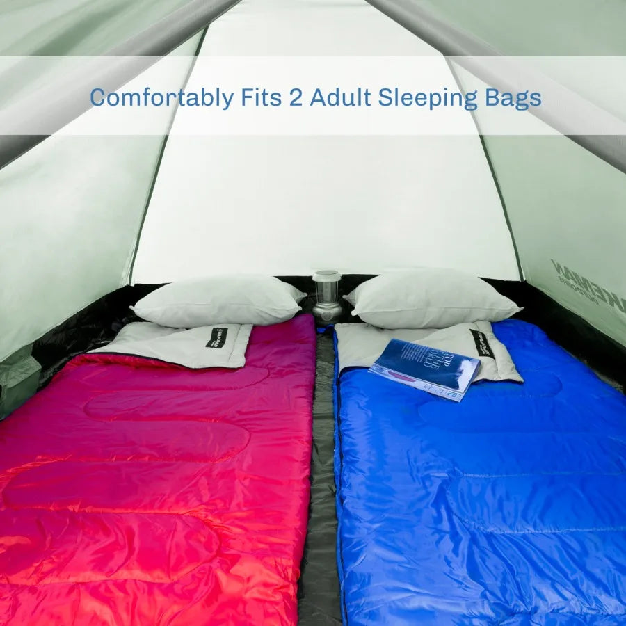 Outdoors 2 Person Camping Tent with Rain Fly and Carry Bag for Camp Festivals or Beach Green