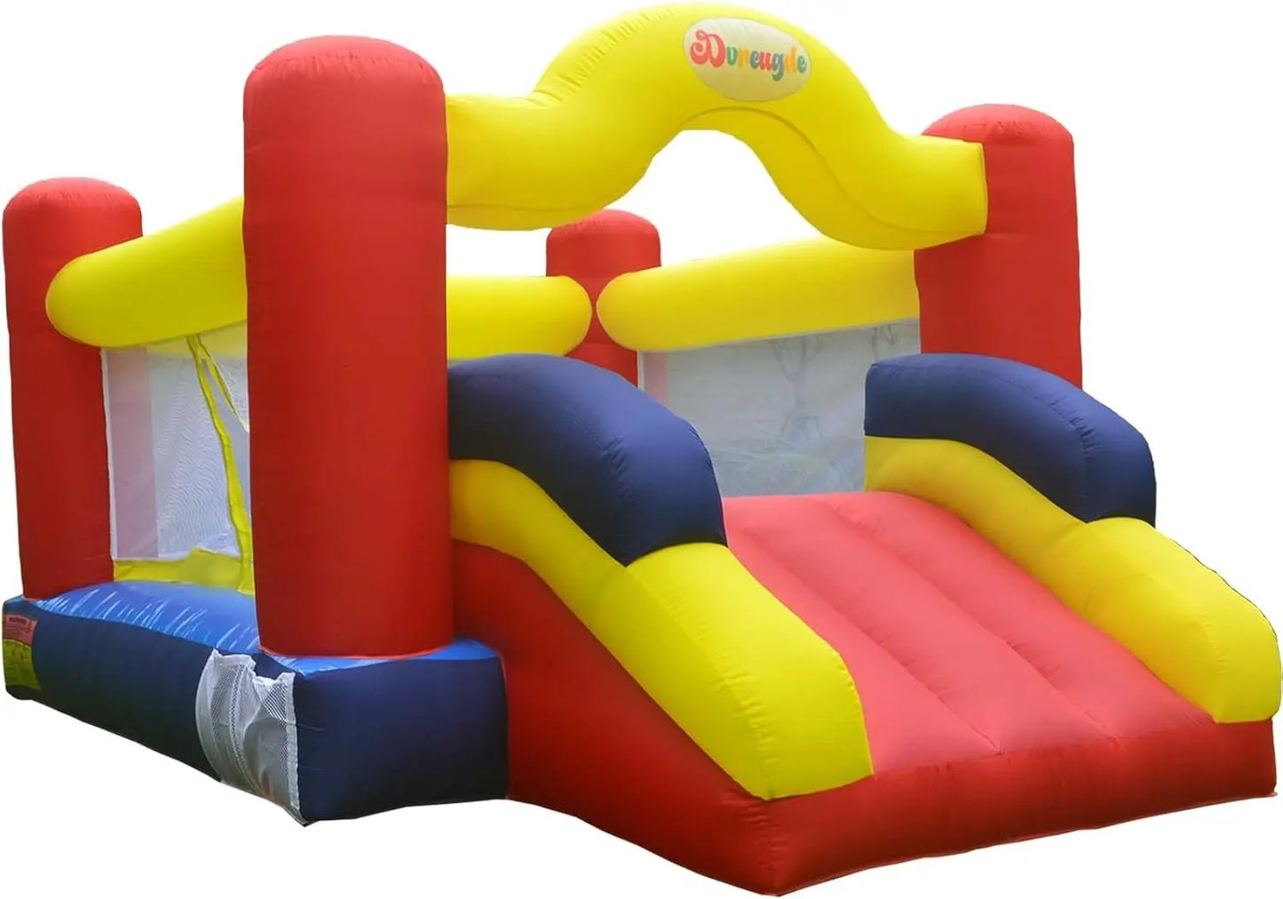 Outdoor Play Bounce House with Slide Inflatable Bouncer Backyard Playground Sets with Blower, Dart Target Game for Kids