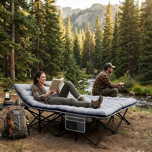 Heavy Duty Folding Camping Cot with Detachable Mattress - Portable Adult Sleeping Bed for Office Napping, Outdoor Camping & Home Use