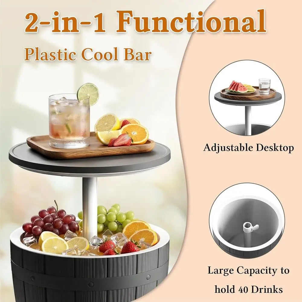 Portable 9.8 Gallon Cooler Side Table with Legs, Durable and UV-Resistant, Ideal for Outdoor and Indoor Use, Perfect for Camping