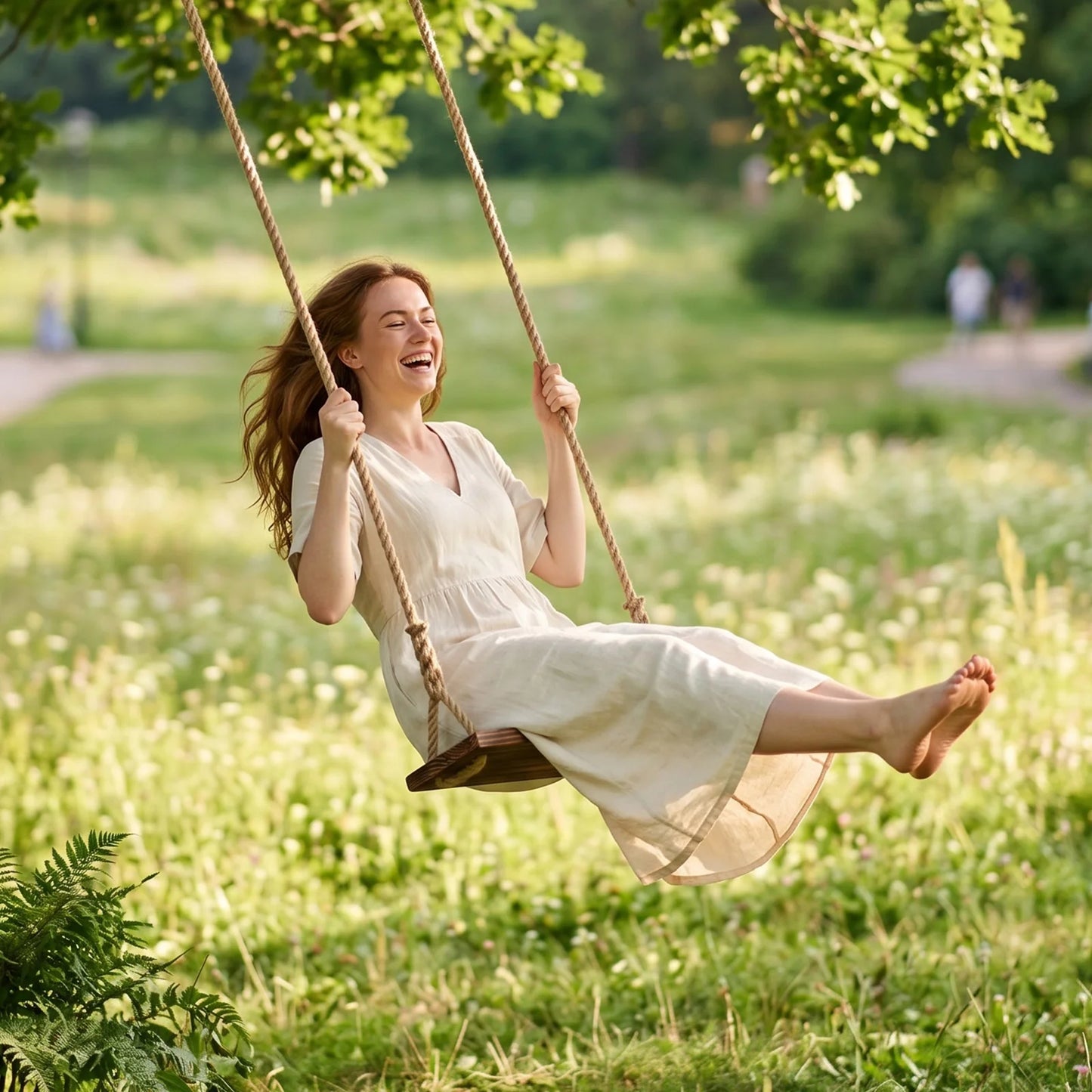 17x6x1.2in 220LBS Loads / 23x6x1.2in 440LBS Loads Wooden Swing Seat Hanging Wooden Tree Swings Seat for Parent-Child Interaction
