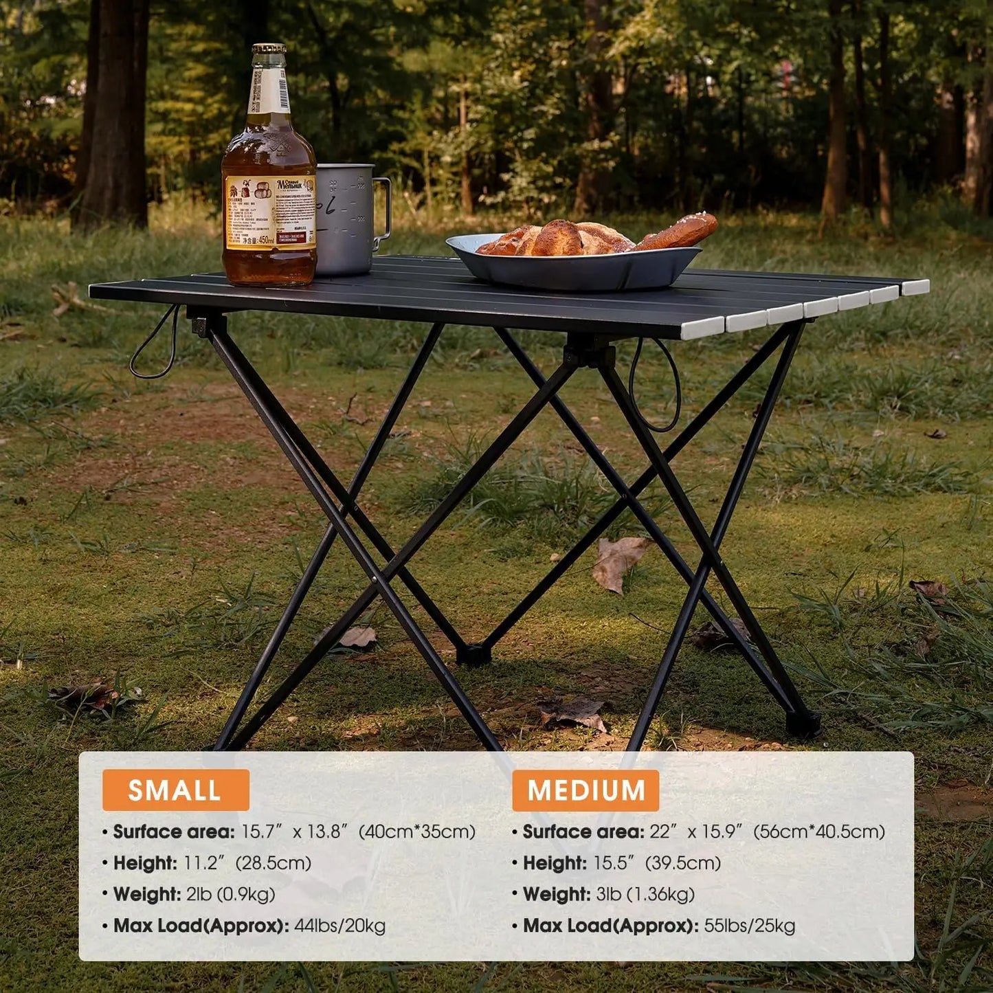 Ultralight Folding Camping Table, Compact,Portbale with Carry Bag, for Outdoor Cooking, Picnic, Camp, Boat, Travel (Black - S)