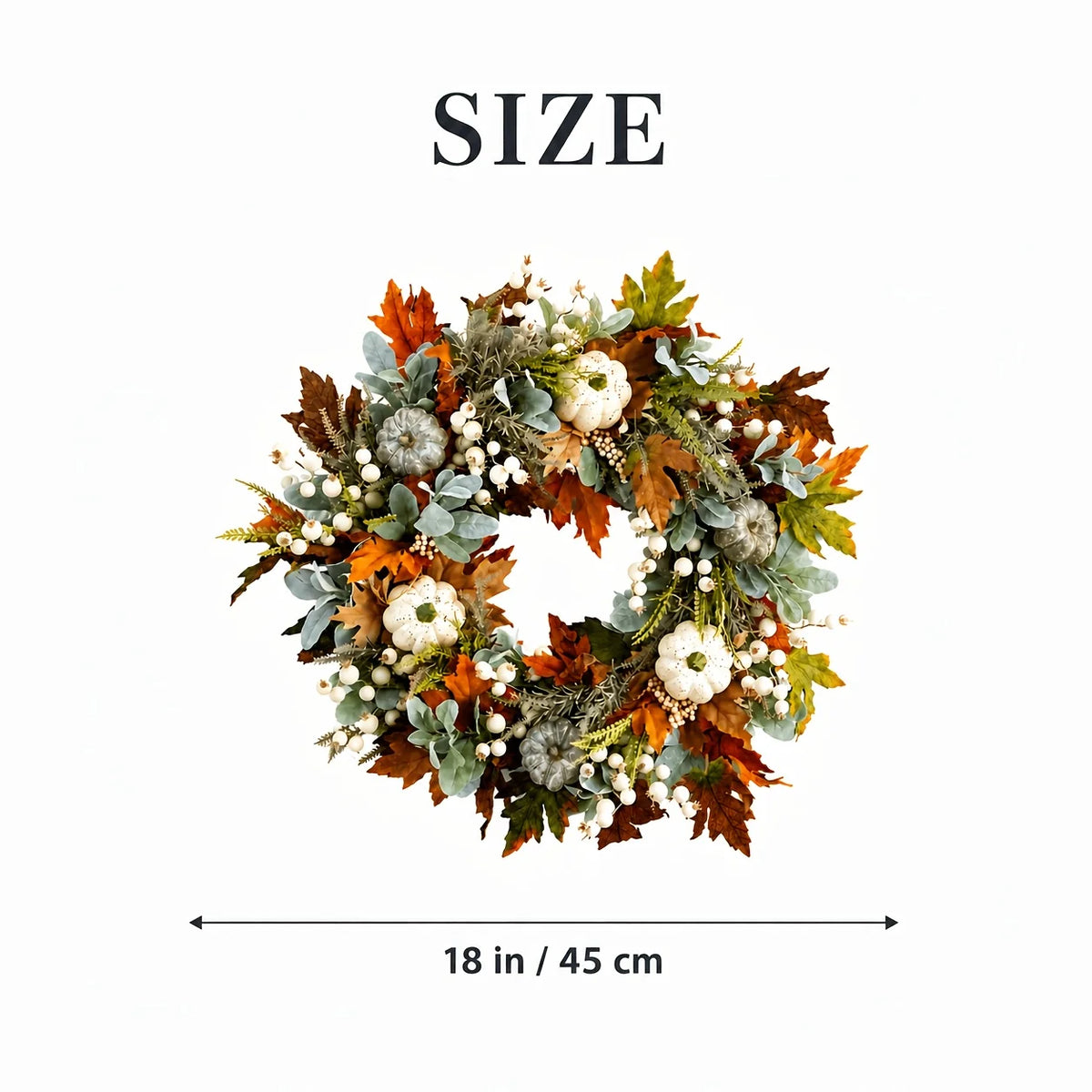 Artificial Peony Pumpkin Wreath With Leaves And Berries For Fall