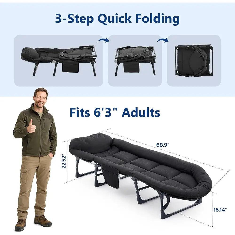 olding Camping Cot with Mattrand Pillow, No Assembly Camping Cot or Adults, 450 Lbs acity Adjustable Portable Bed with Side ket