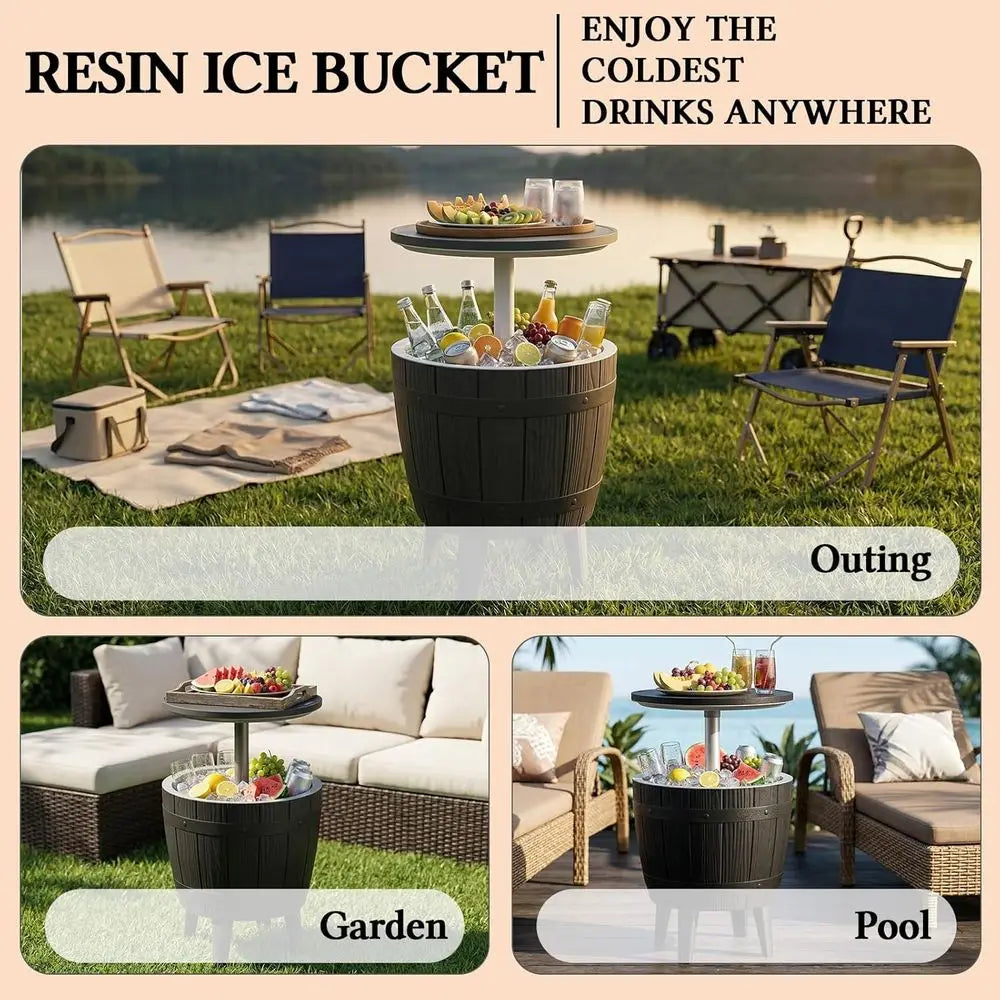 Portable 9.8 Gallon Cooler Side Table with Legs, Durable and UV-Resistant, Ideal for Outdoor and Indoor Use, Perfect for Camping