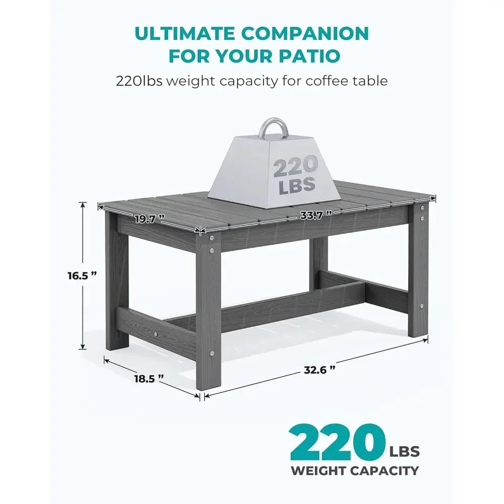 Grey Outdoor Patio Coffee Table with HDPE Material