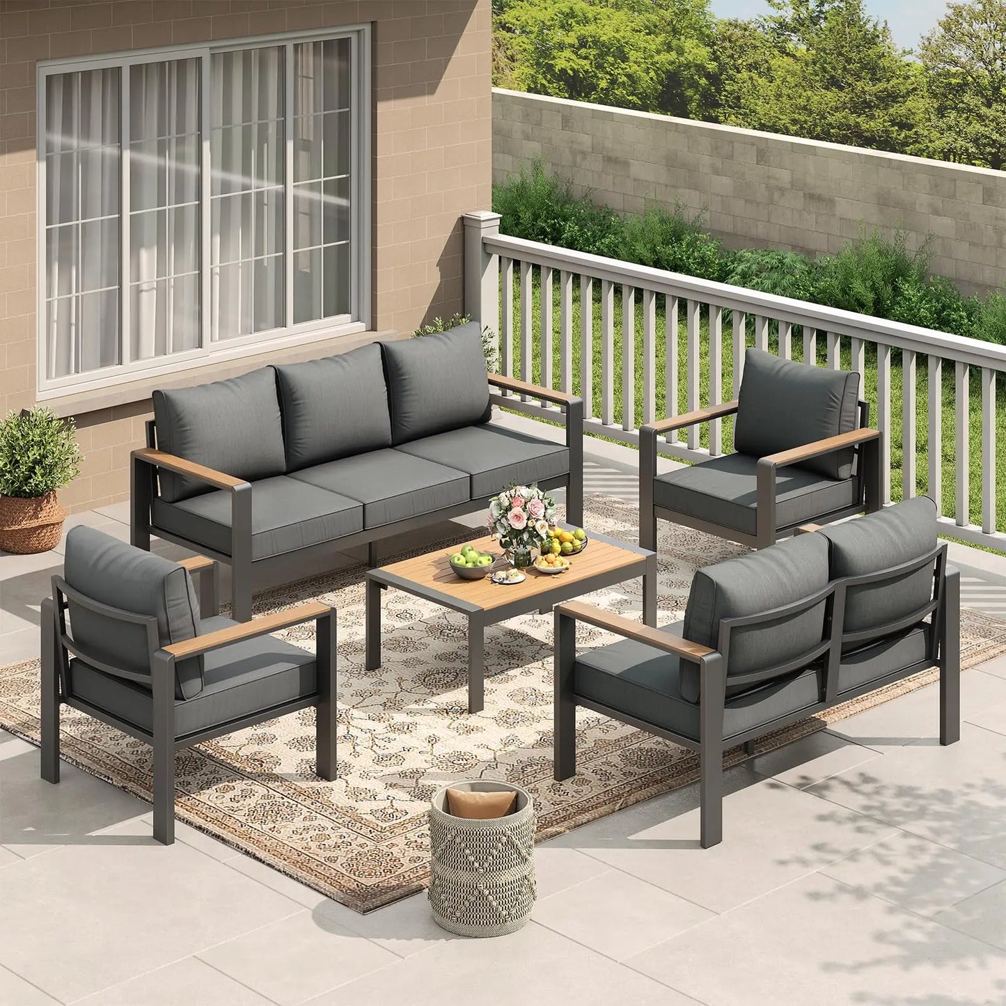 HiMISS Aluminum Patio Furniture Set With Cushions And Coffee Table