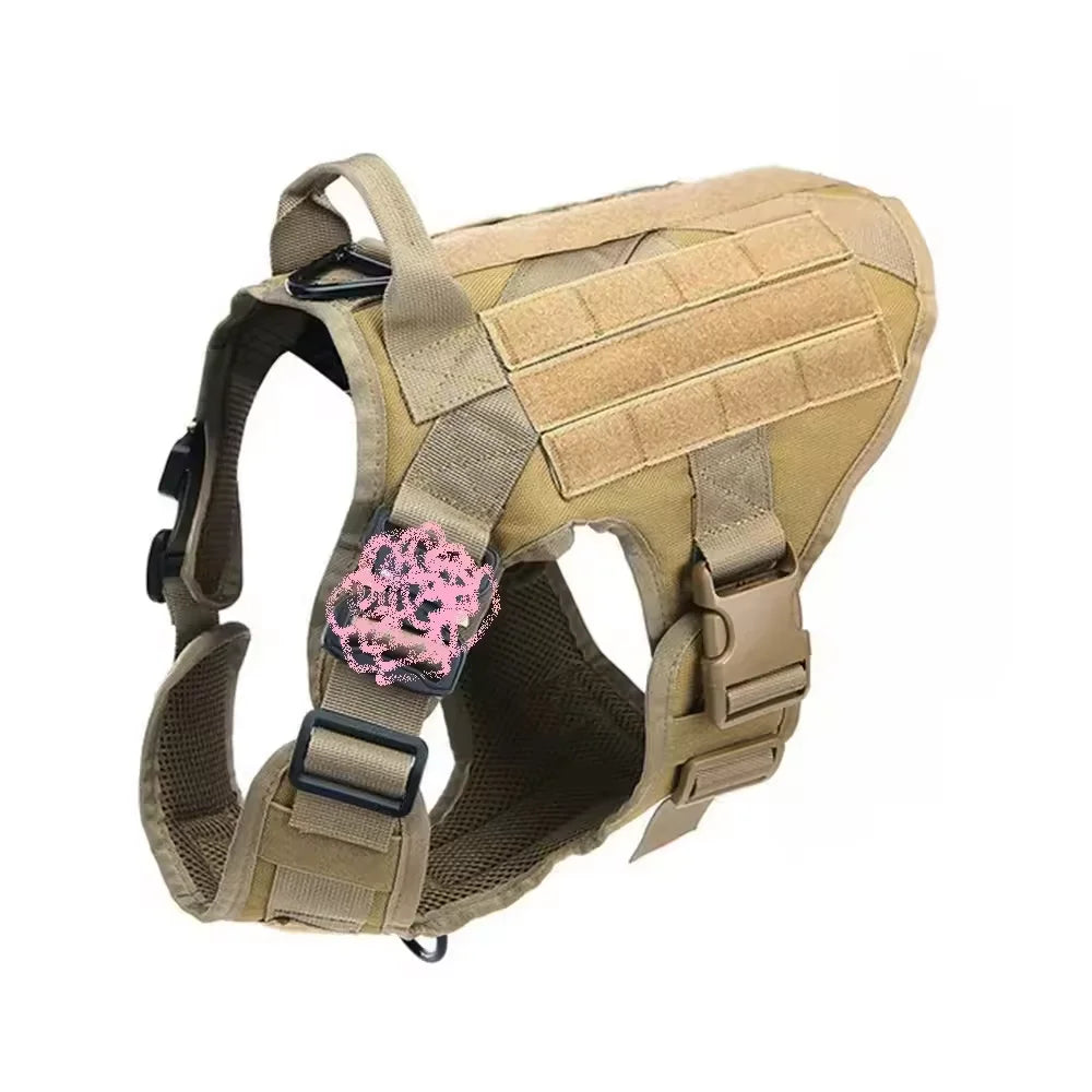 Adjustable Tactical Service Dog Harness with Breathable Padding Handle and MOLLE Panels