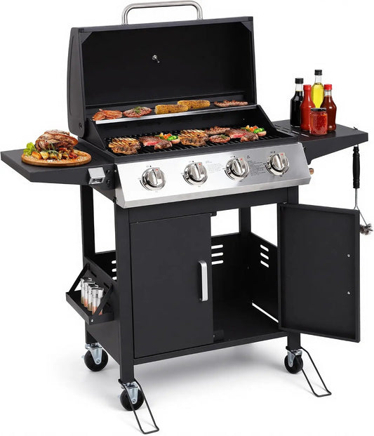 Four Burner Propane Gas Stainless Steel Outdoor Barbecue Grill