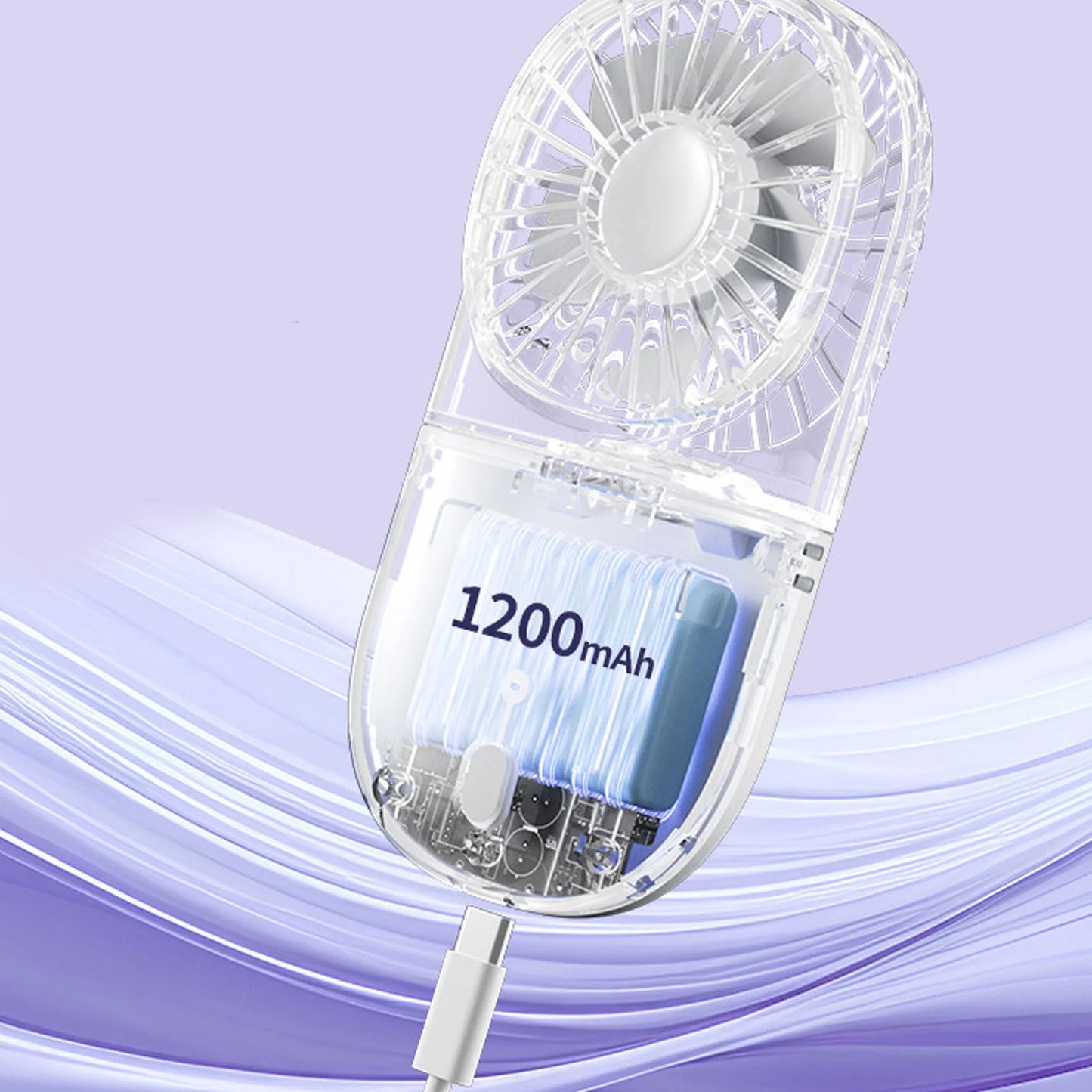 Portable Handheld Fan Mini Desk Foldable Necklace USB Rechargeable  Fan Transparent Portable Handheld Necklace Fan