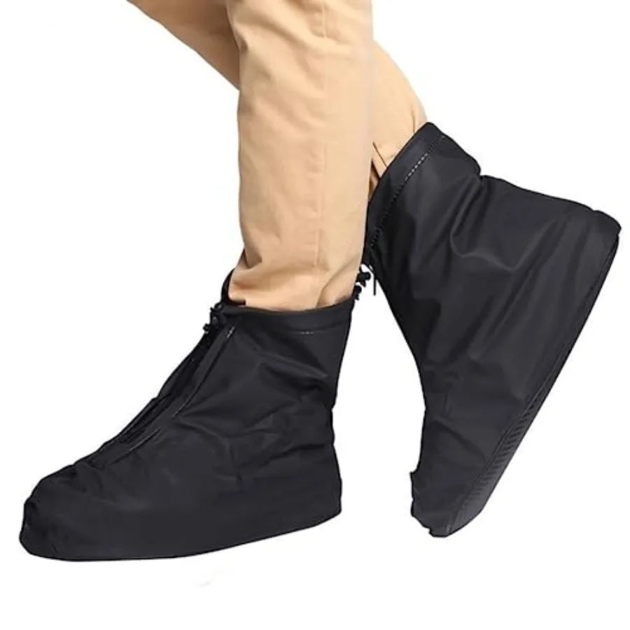 Waterproof Shoe Covers, Reusable Foldable Slip Proof Bottom Overshoes with Zipper, Keep Shoes Dry for Gardening Cycling Fishing
