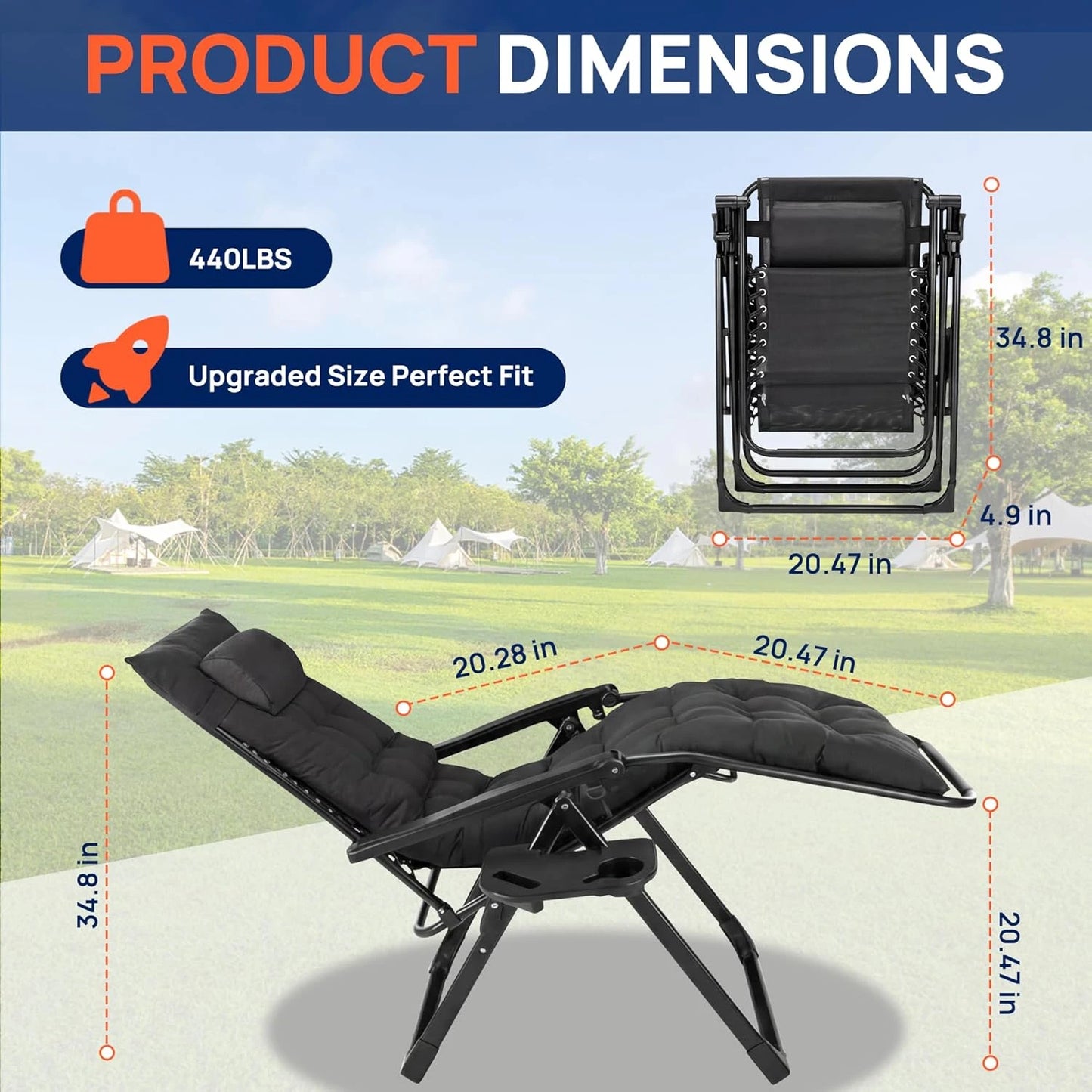 Outsunny Foldable Zero Gravity Reclining Chair, Adjustable Backrest Patio Lounger with Solid Metal Frame & Plastic-Filled Cushions, Outdoor Seat for Poolside Garden Hard Floors Relaxation