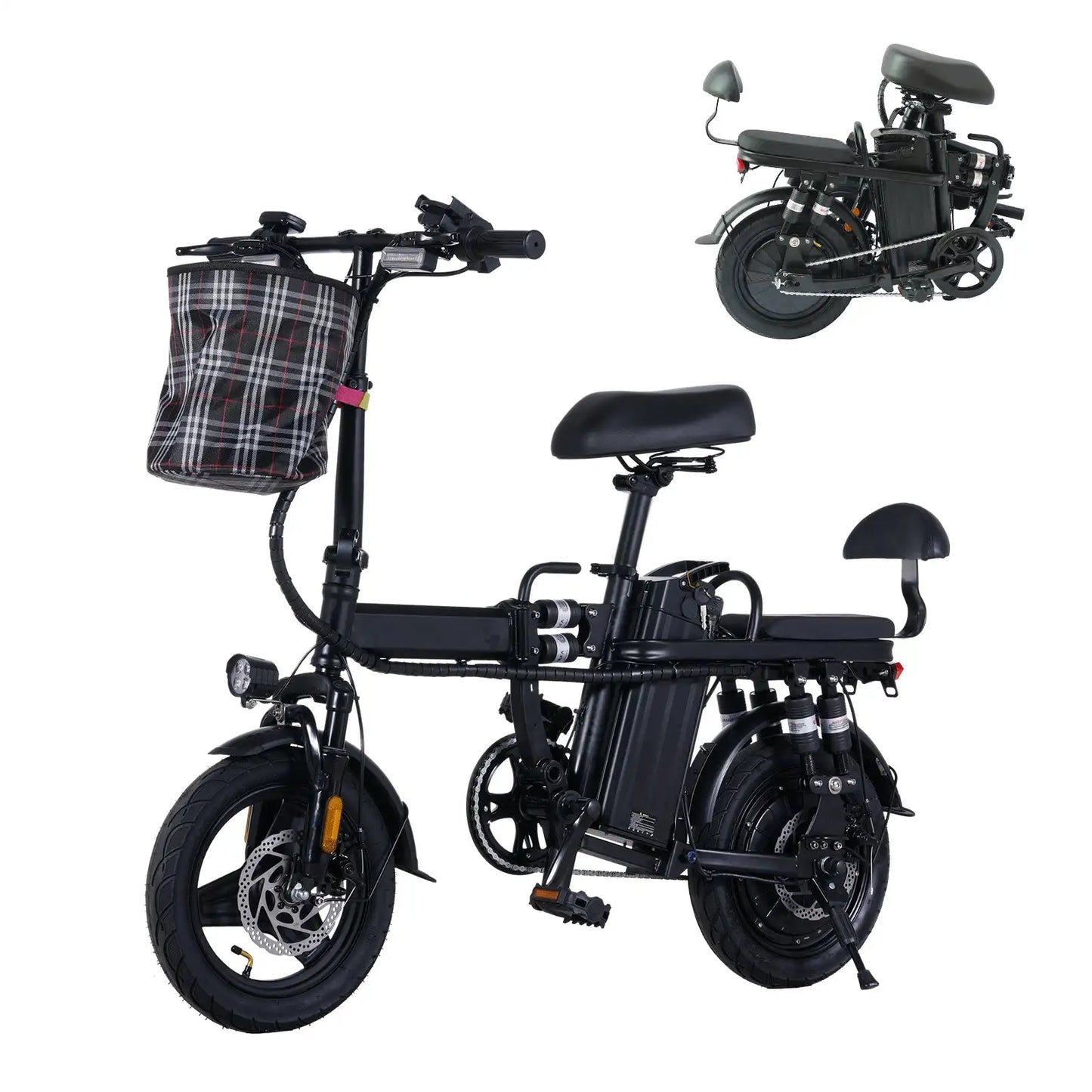 GLEERIDE 14" Mini Folding A9 Electric Bike 750W Peak Motor 48V 15Ah Battery