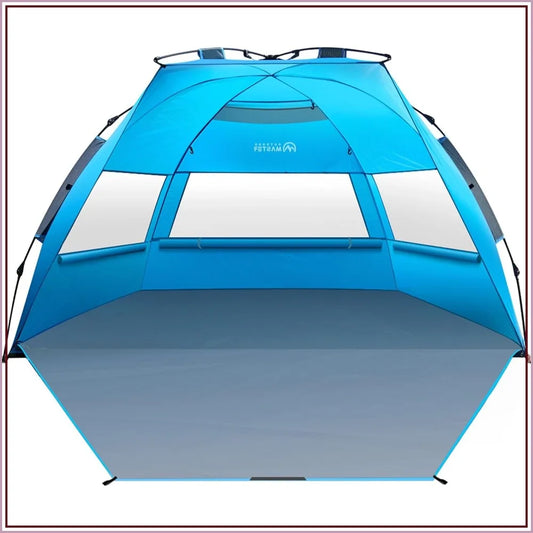 Pop Up Beach Tent for 3-4 Person, Instant Setup Sun Shelter with UPF50+ UV Protection, Portable Shade Canopy with Sandbags for Beach & Outdoor