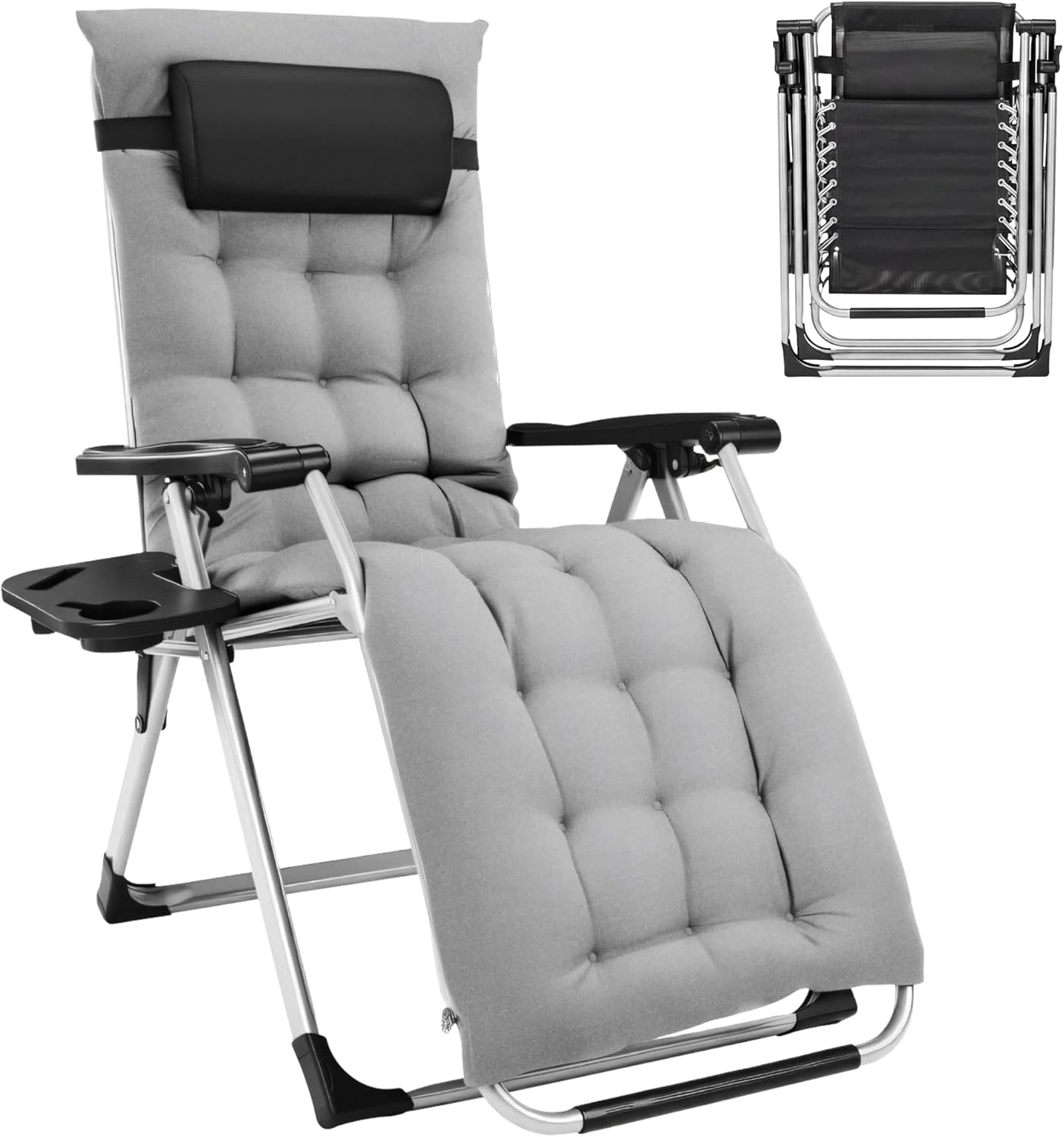 Outsunny Foldable Zero Gravity Reclining Chair, Adjustable Backrest Patio Lounger with Solid Metal Frame & Plastic-Filled Cushions, Outdoor Seat for Poolside Garden Hard Floors Relaxation
