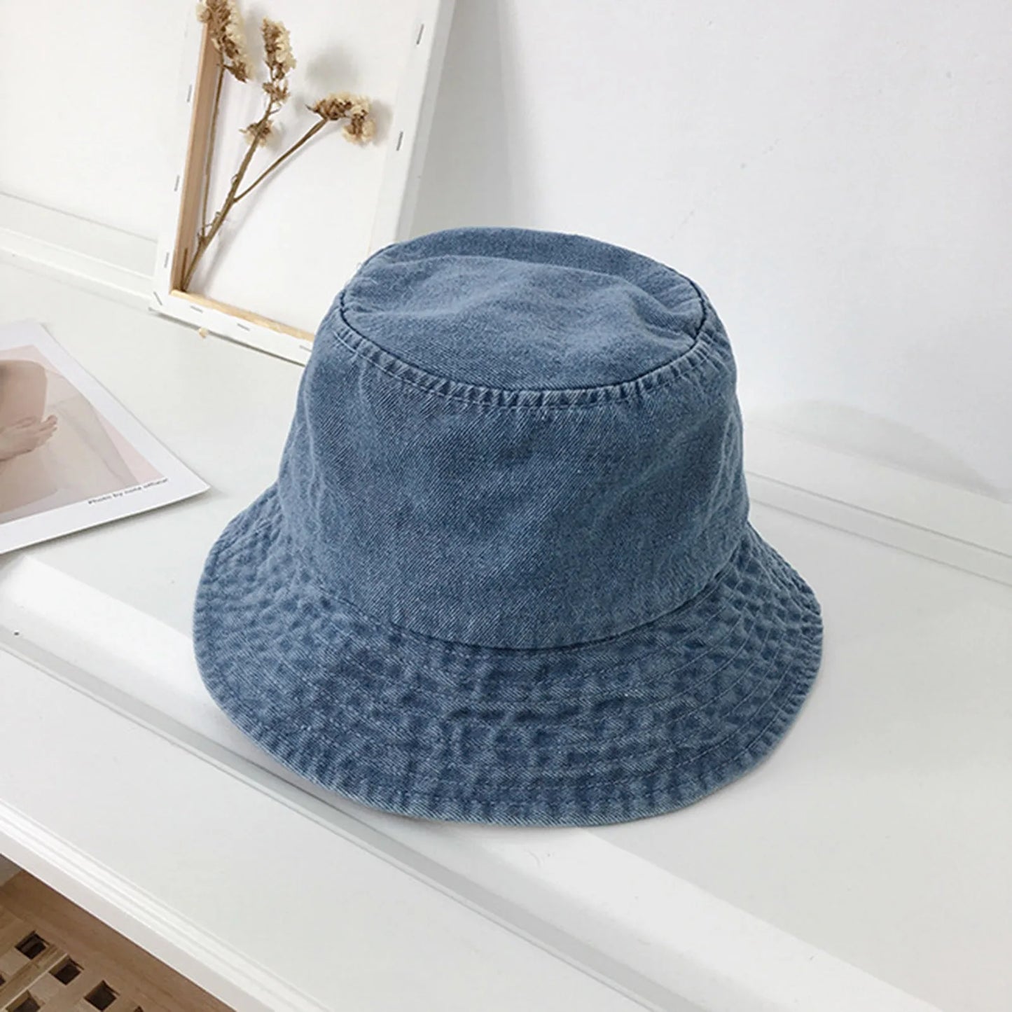 Women Sun Hat Trendy Summer Bucket Hat Outdoor Breathable Summer Denim Fisherman Hats for Beach Vacation Headwear Girls Caps